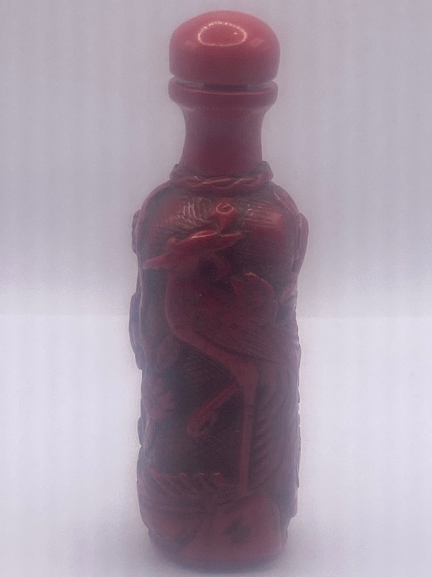 Vintage Dragon Bottle Snuff Perfume Flask Cinnabar Resin