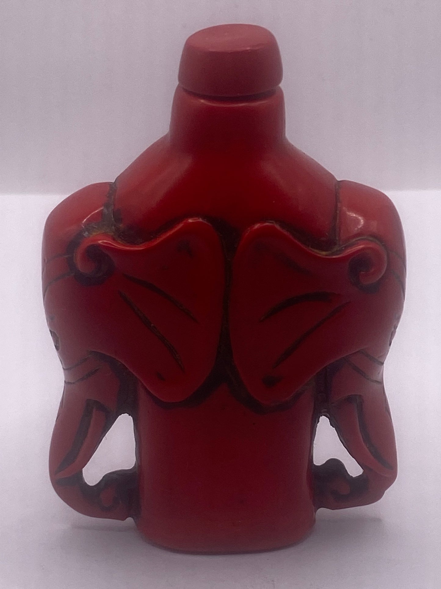 Vintage Dragon Bottle Snuff Perfume Flask Cinnabar Resin