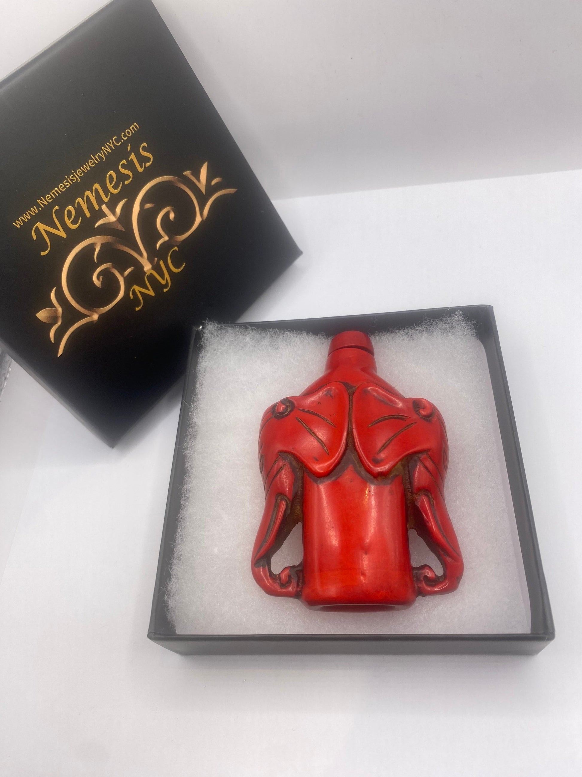 Vintage Dragon Bottle Snuff Perfume Flask Cinnabar Resin