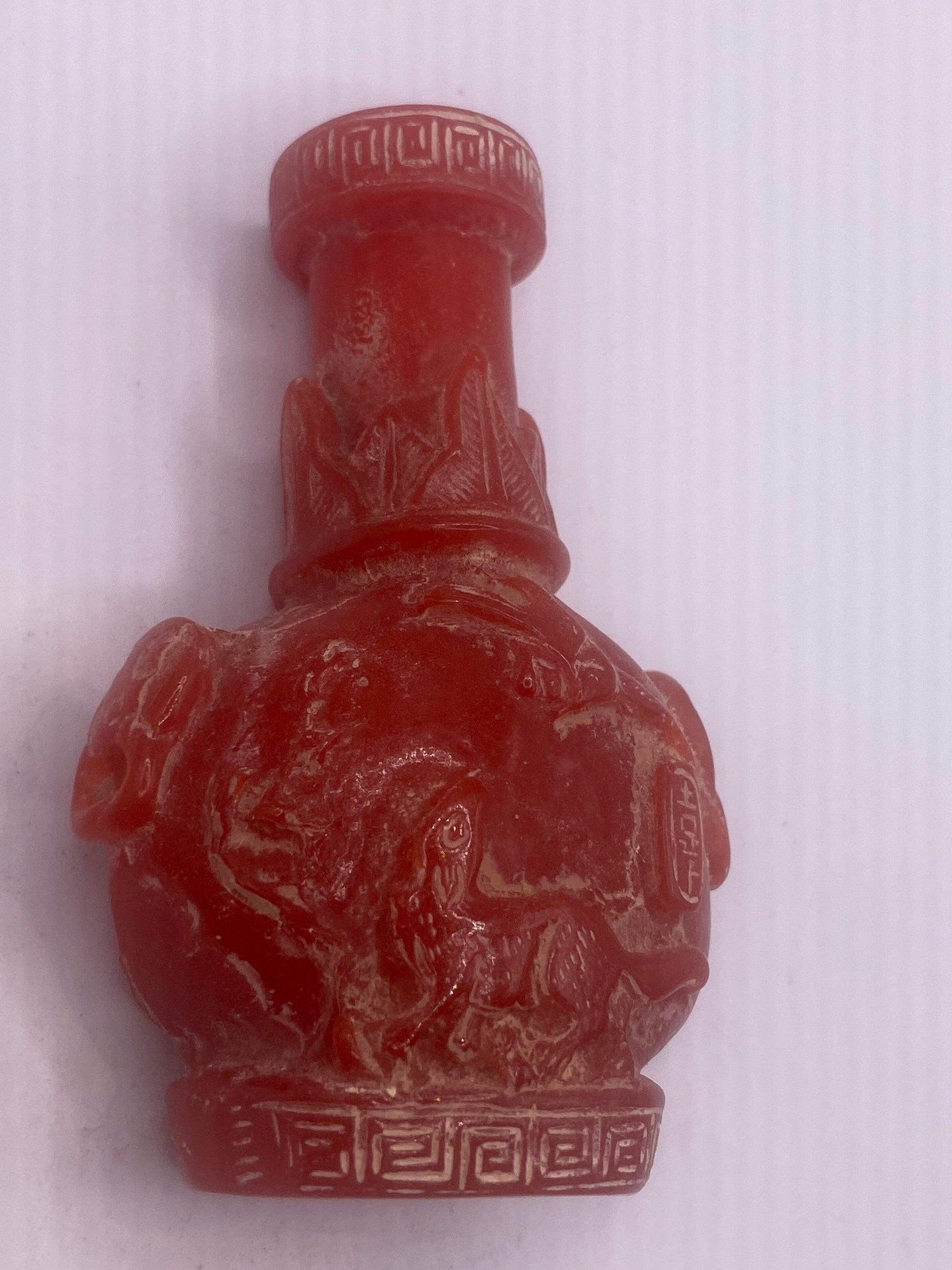 Vintage Dragon Bottle Snuff Perfume Flask Cinnabar Resin