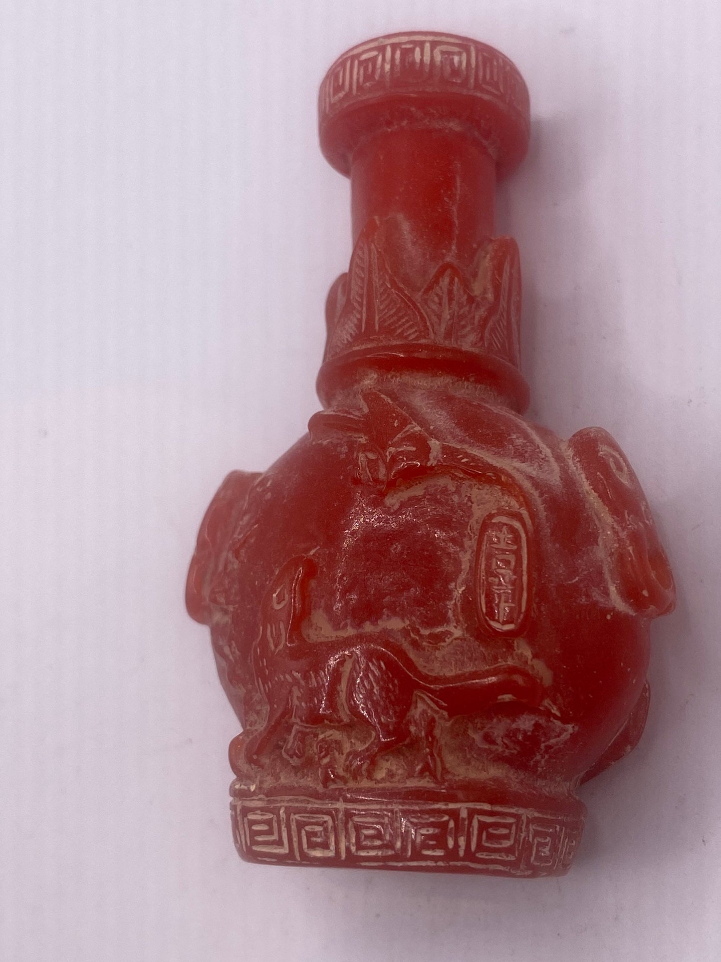 Vintage Dragon Bottle Snuff Perfume Flask Cinnabar Resin