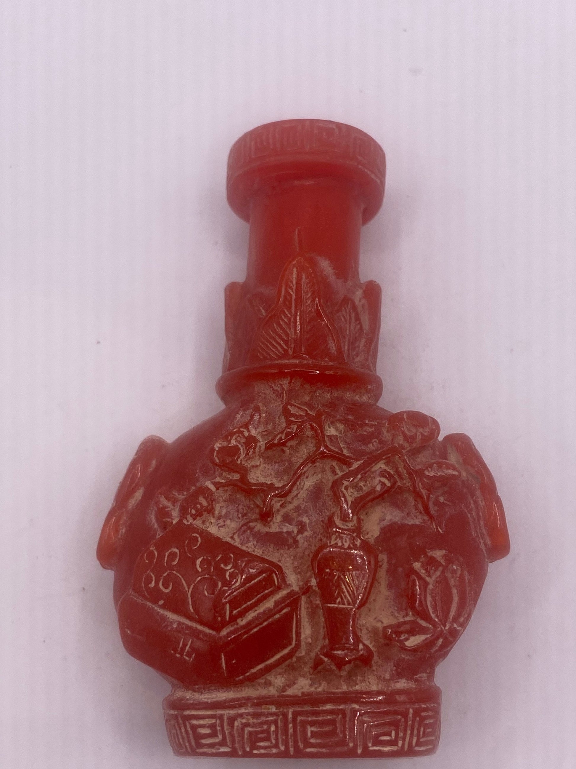 Vintage Dragon Bottle Snuff Perfume Flask Cinnabar Resin