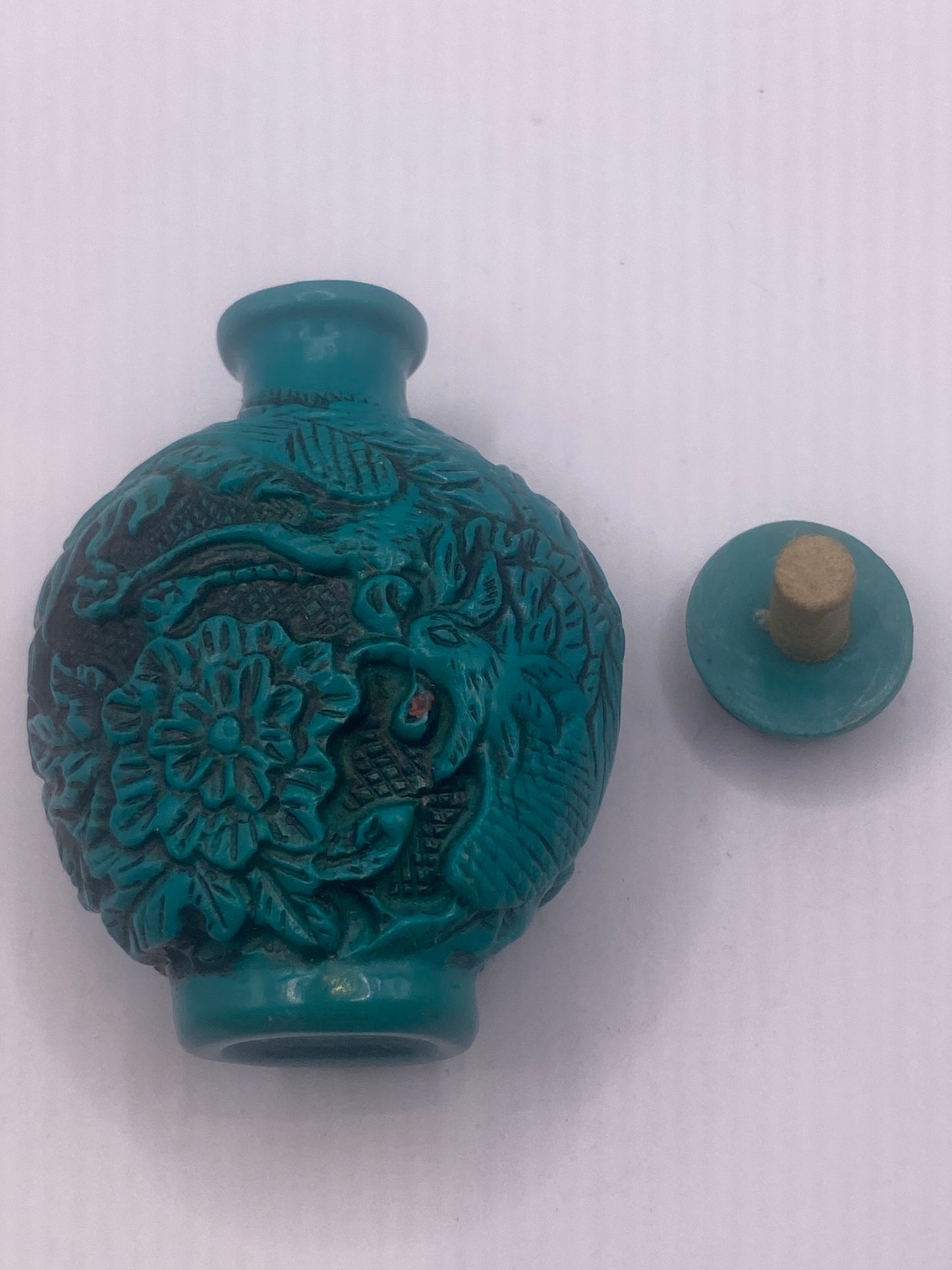 Vintage Dragon Bottle Snuff Perfume Flask Cinnabar Resin