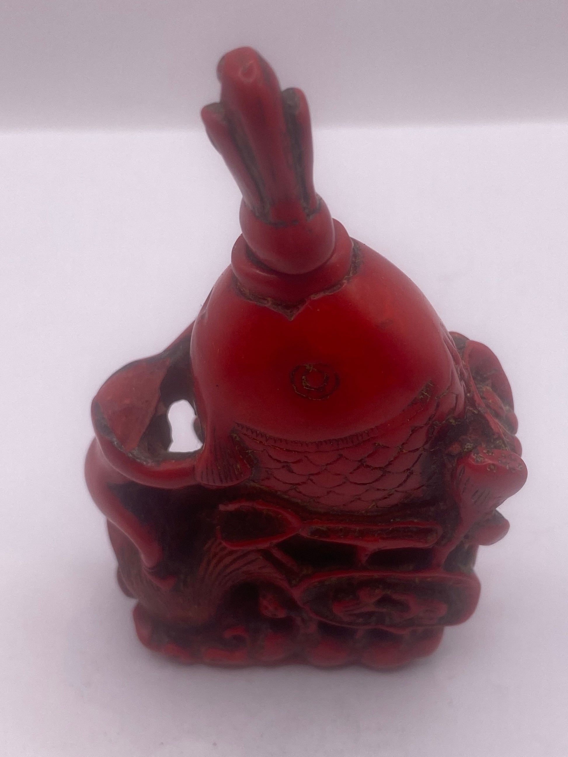 Vintage Dragon Bottle Snuff Perfume Flask Cinnabar Resin