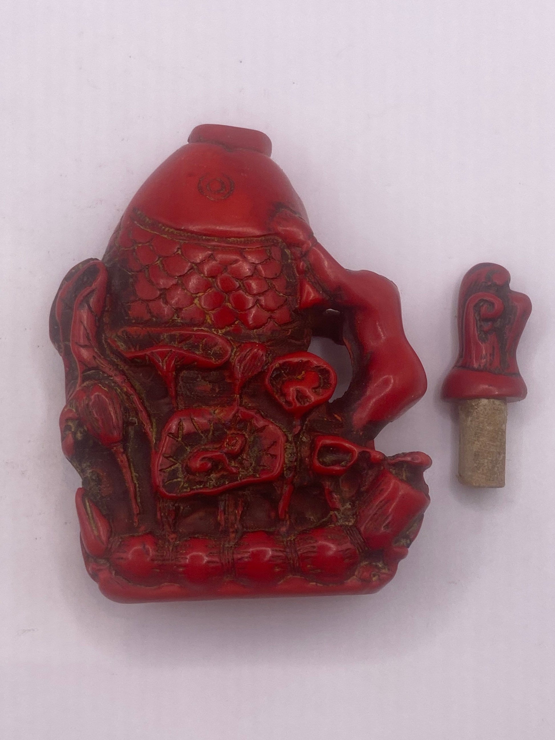 Vintage Dragon Bottle Snuff Perfume Flask Cinnabar Resin