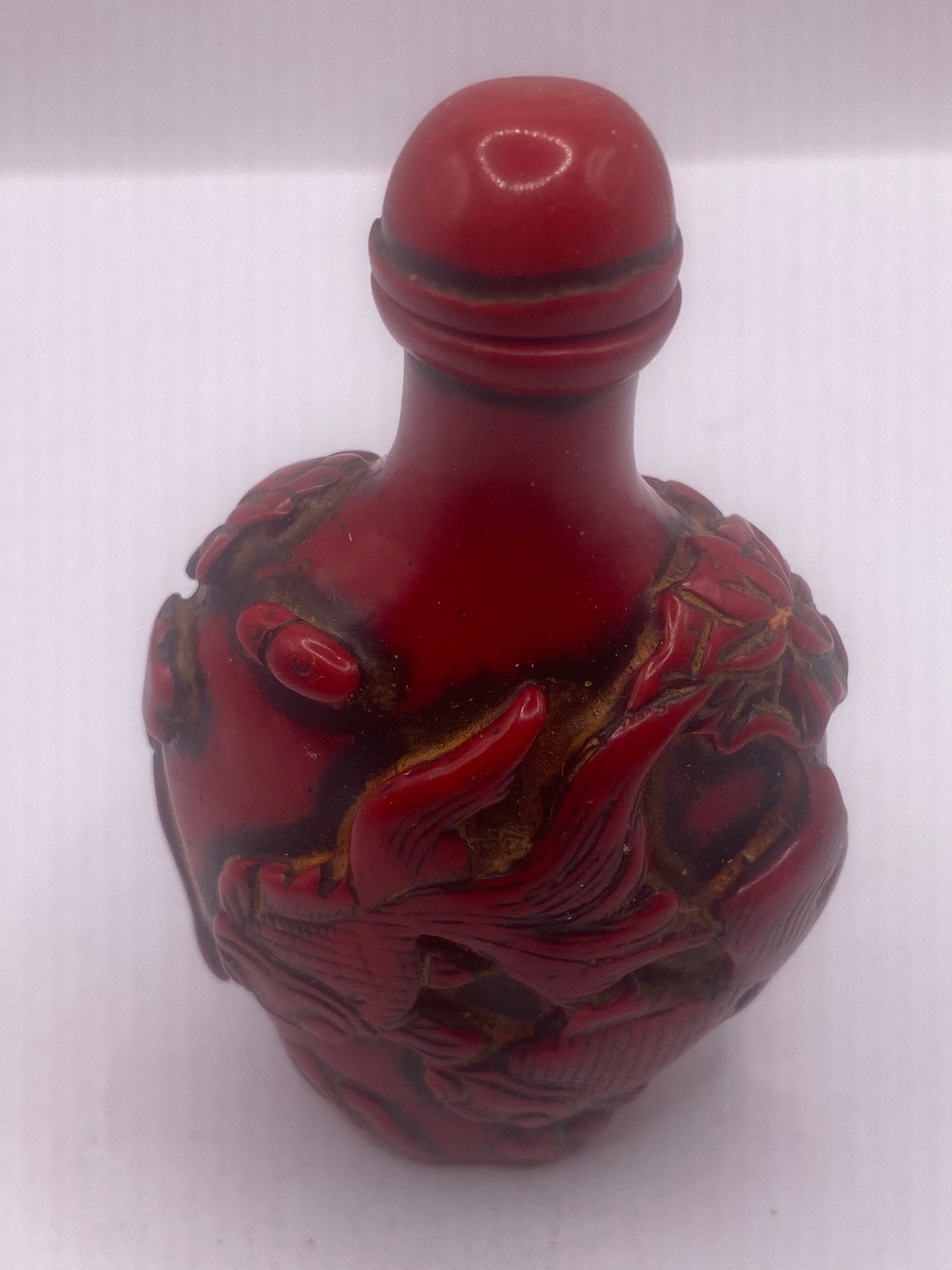 Vintage Dragon Bottle Snuff Perfume Flask Cinnabar Resin