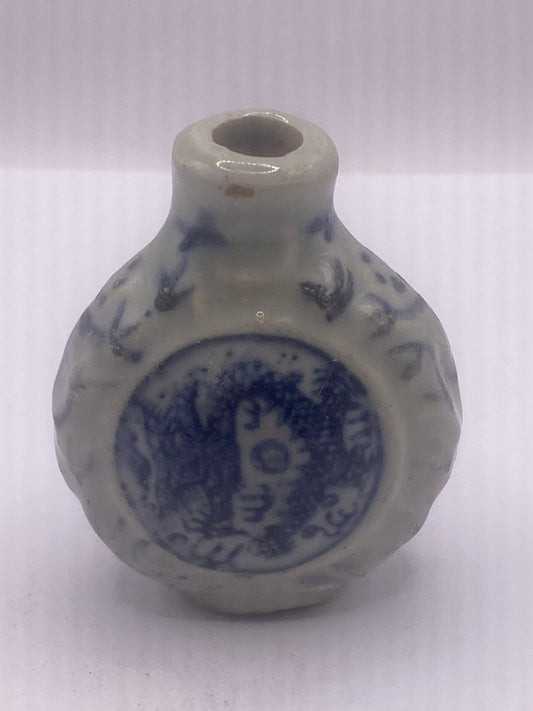 Vintage Blue porcelain Dragon Bottle Snuff Perfume Flask