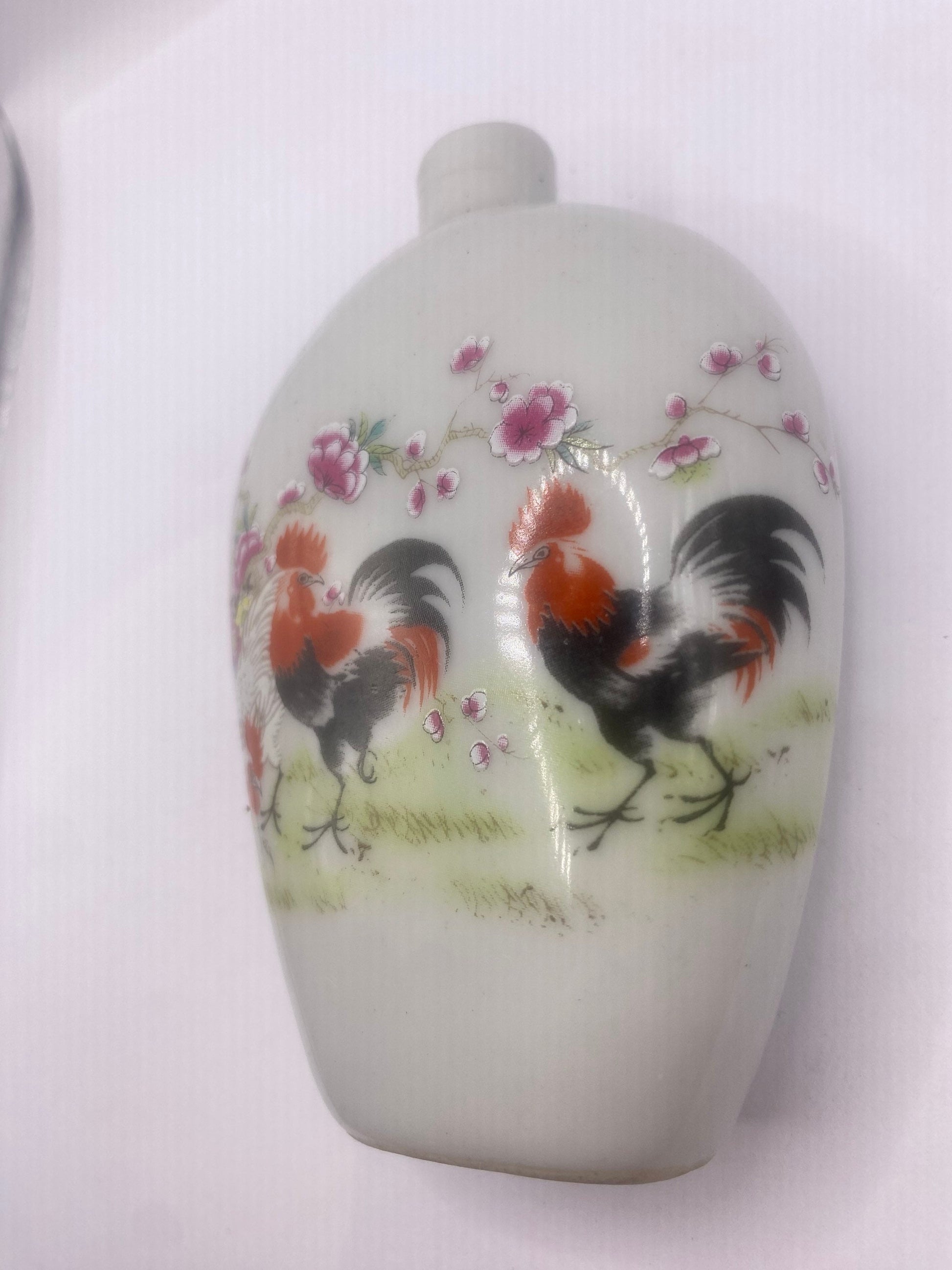 Vintage Bottle Snuff Perfume Flask Hand Painted Porcelain