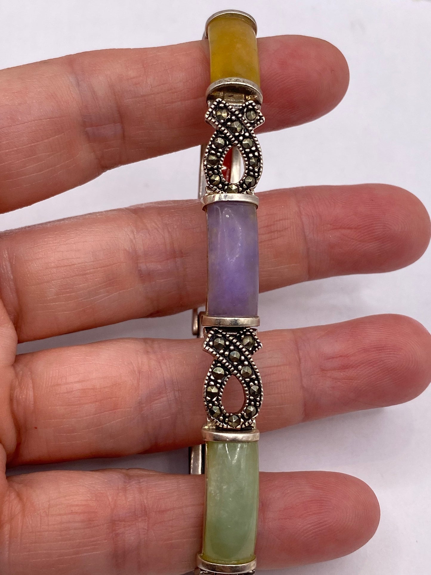 Vintage mix jade marcasite bracelet