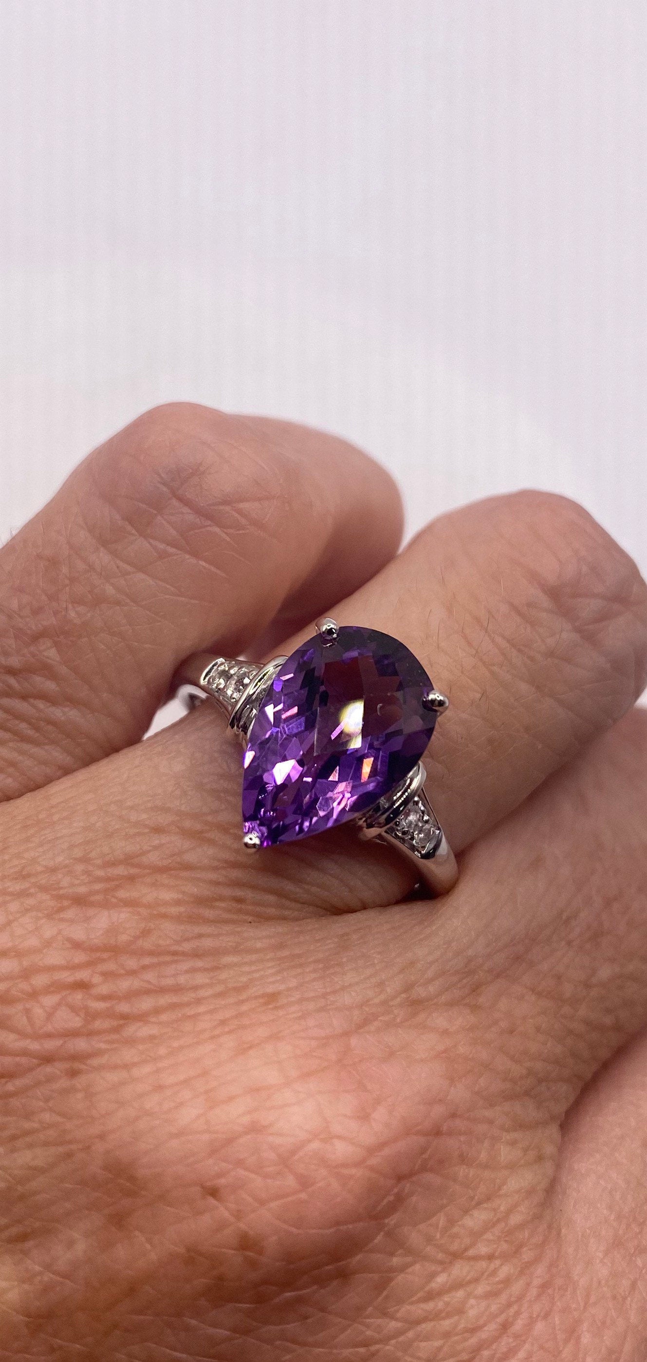 Vintage Handmade Genuine Purple Amethyst Filigree Setting 925 Sterling Silver Gothic Ring