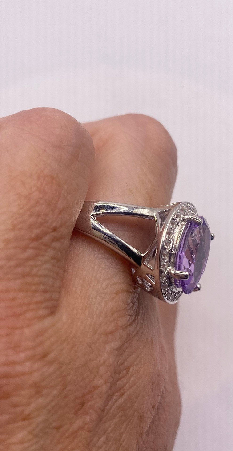 Vintage Handmade Genuine Purple Amethyst Filigree Setting 2024 925 Sterling Silver Gothic Ring