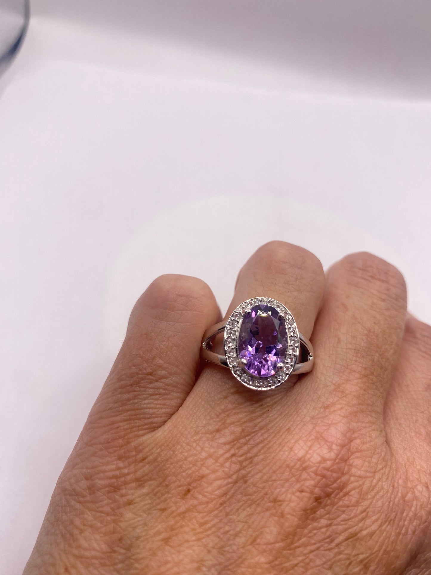 Vintage Handmade Genuine Purple Amethyst Filigree Setting 925 Sterling Silver Gothic Ring