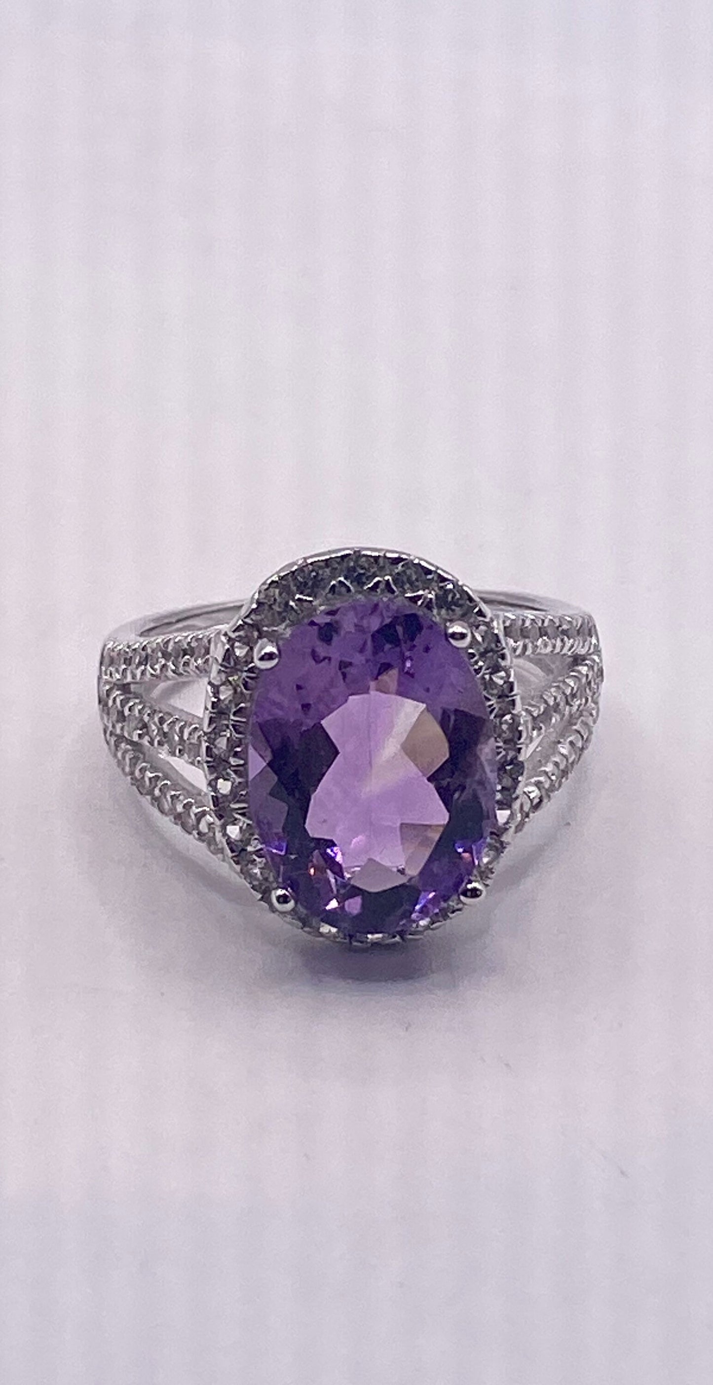 Vintage Handmade Genuine Purple Amethyst Filigree Setting 925 Sterling Silver Gothic Ring