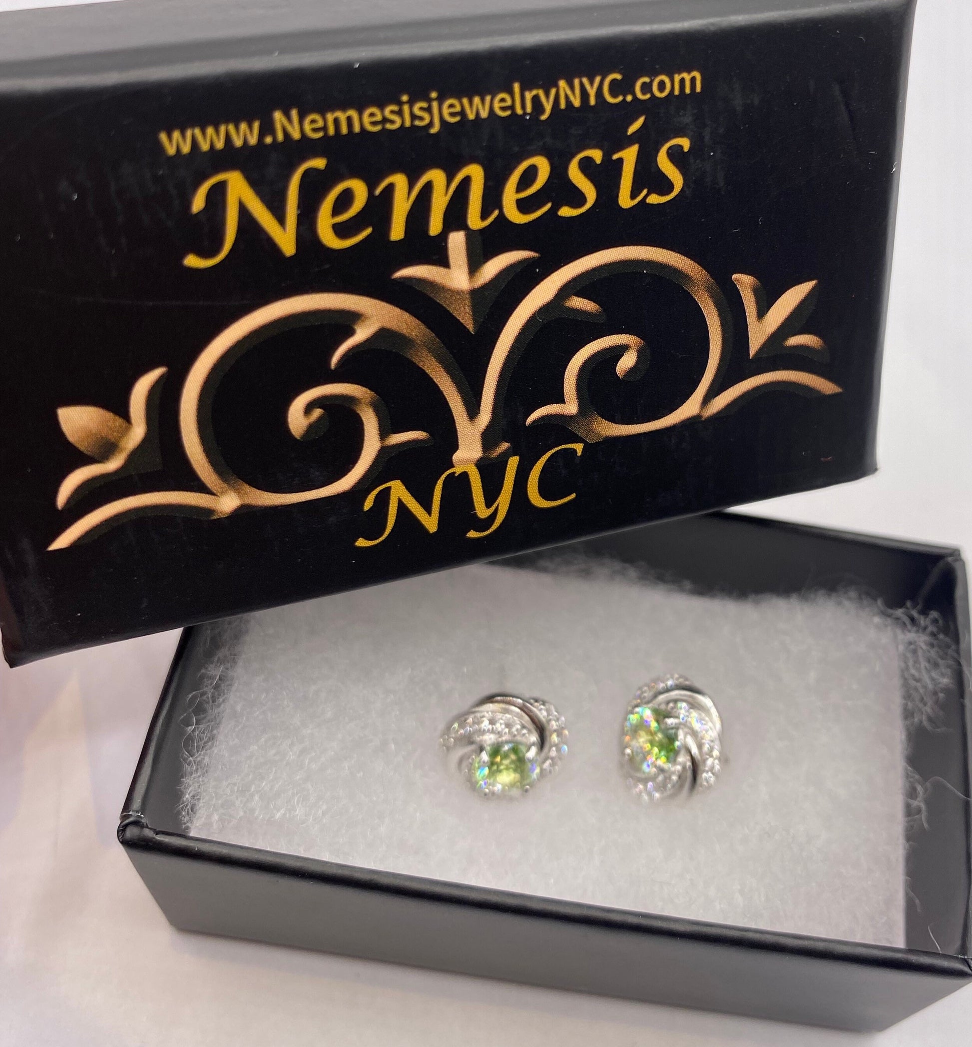 Vintage Sterling Silver Genuine Green Peridot Stud Earrings