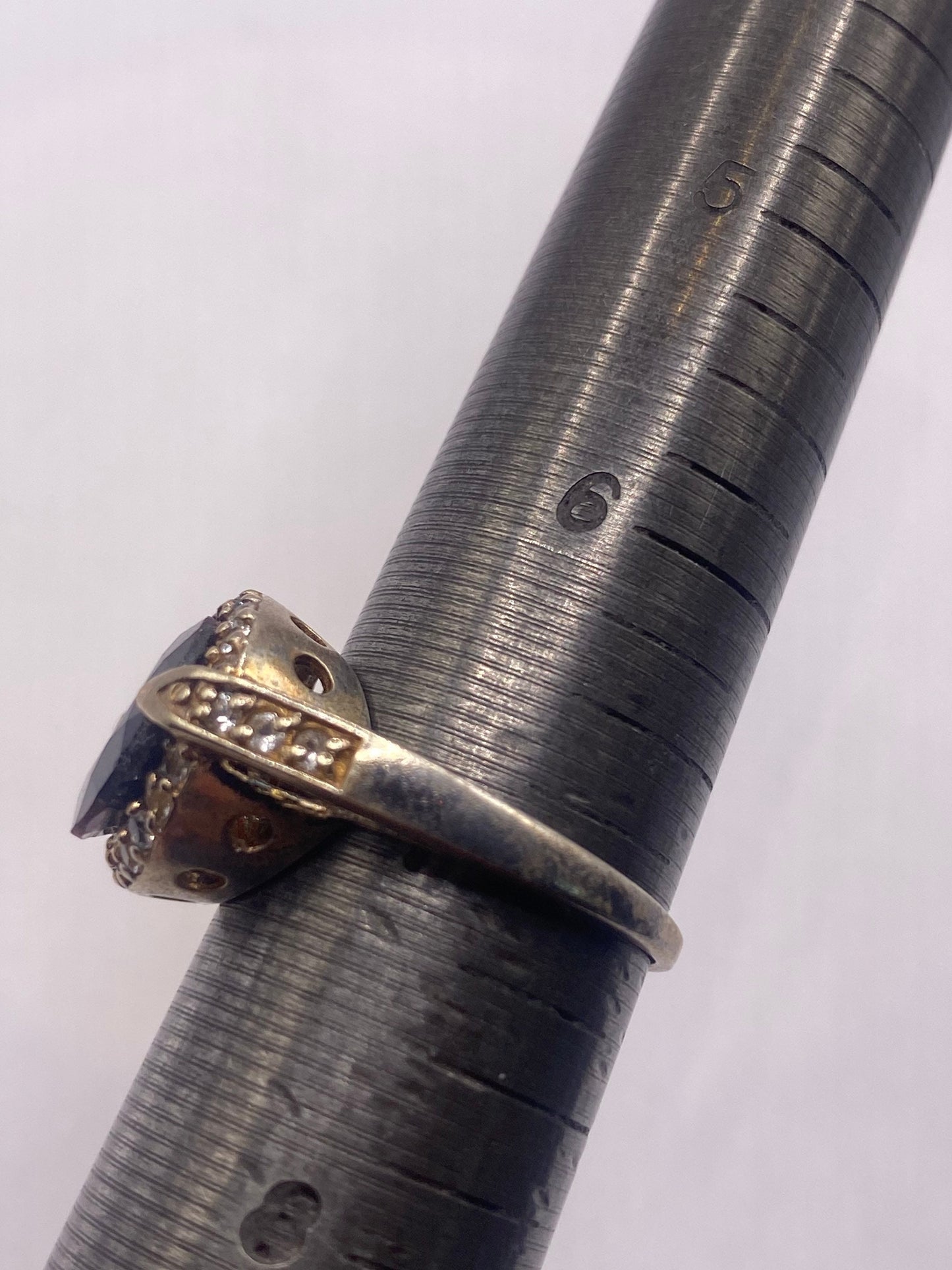 Vintage Red Bohemian Garnet White Sapphire 925 Sterling Silver Cocktail Statement