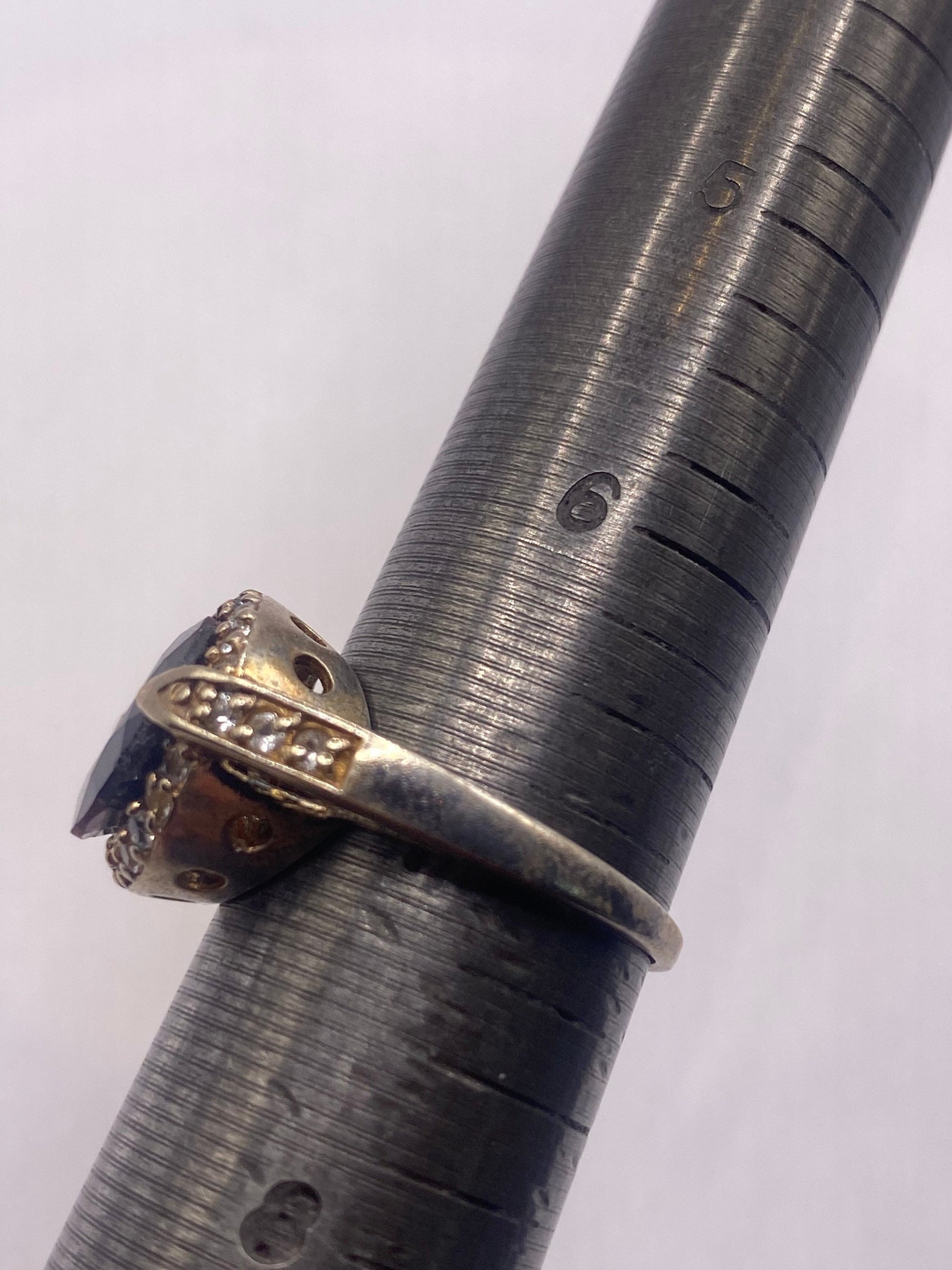 Vintage Red Bohemian Garnet White Sapphire 925 Sterling Silver Cocktail Statement