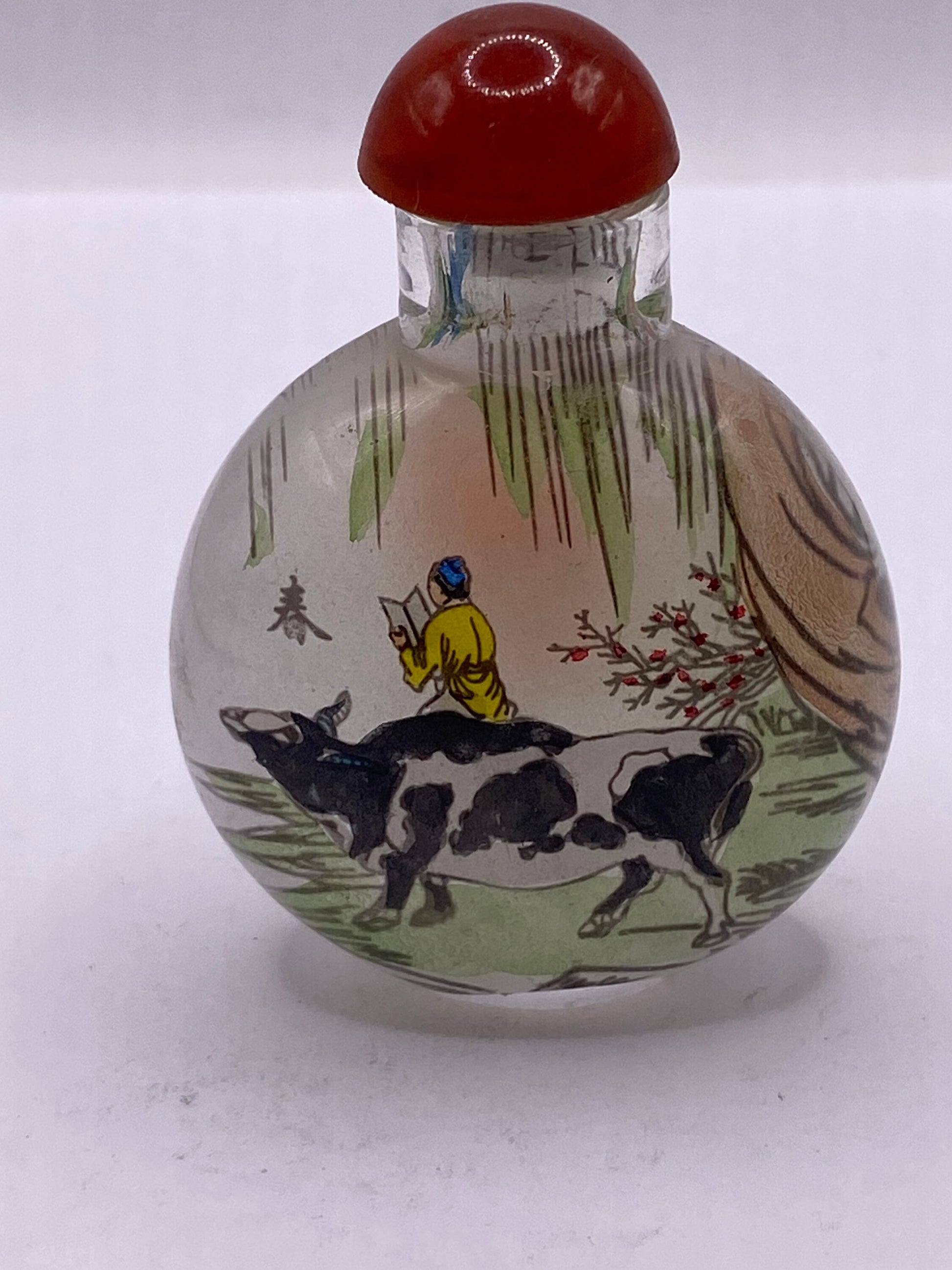 Vintage Hand Painted Glass Bottle Snuff Perfume Flask