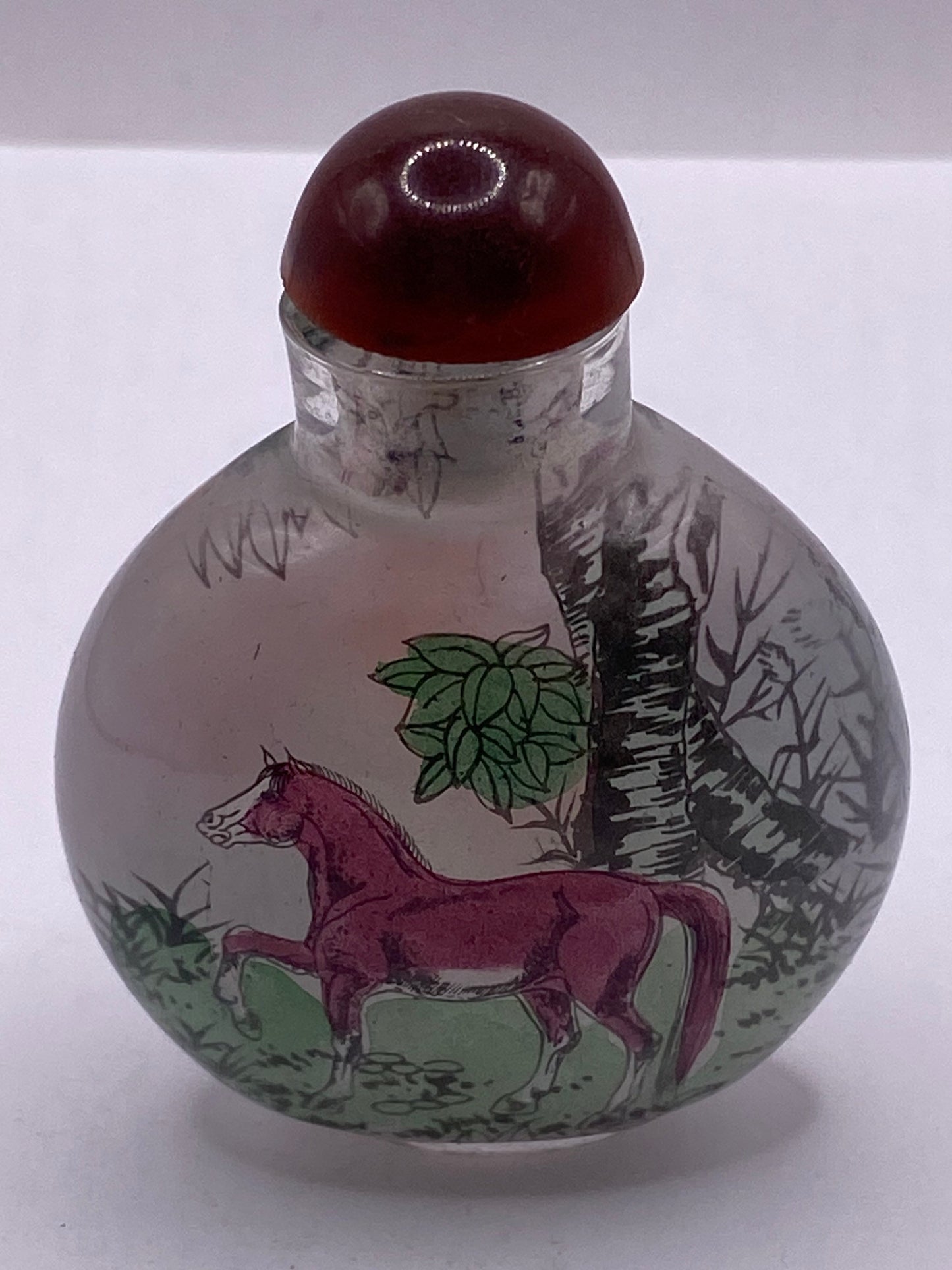 Vintage Hand Painted Glass Bottle Snuff Perfume Flask