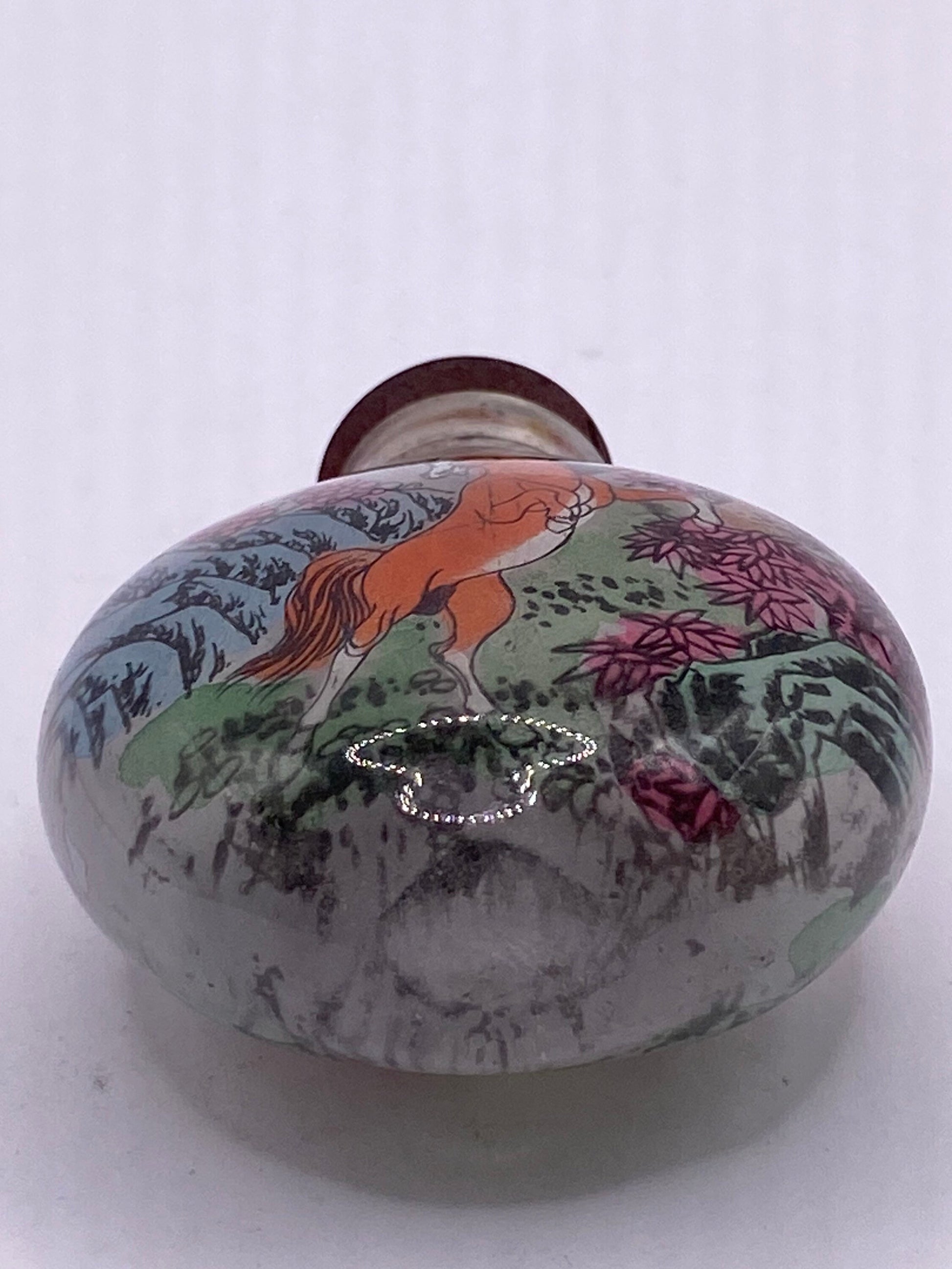 Vintage Hand Painted Glass Bottle Snuff Perfume Flask