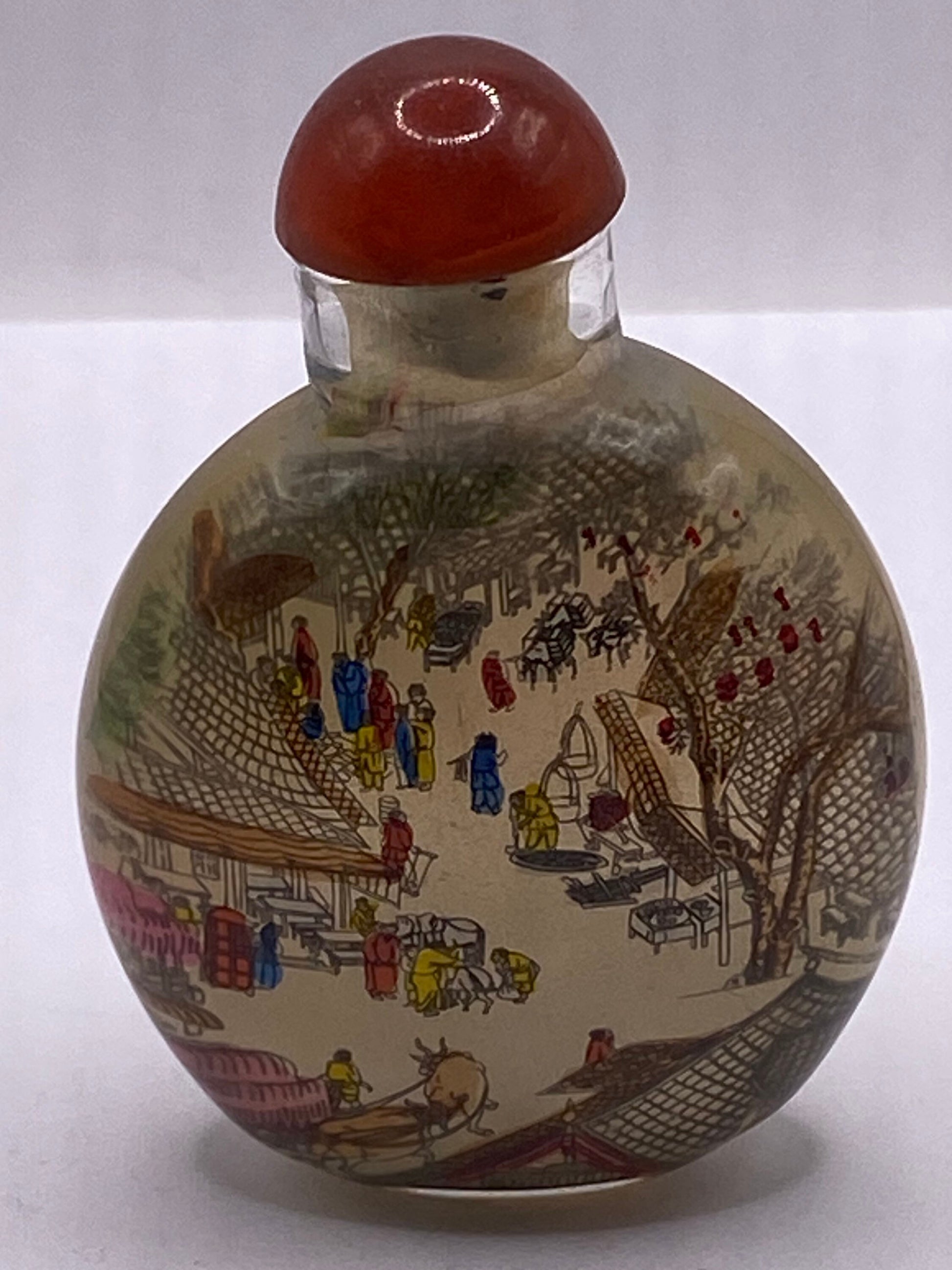 Vintage Hand Painted Glass Bottle Snuff Perfume Flask