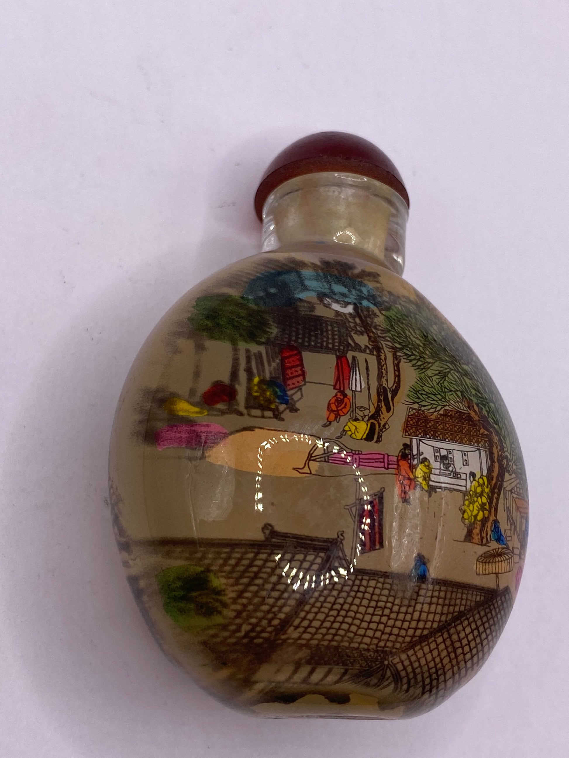 Vintage Hand Painted Glass Bottle Snuff Perfume Flask