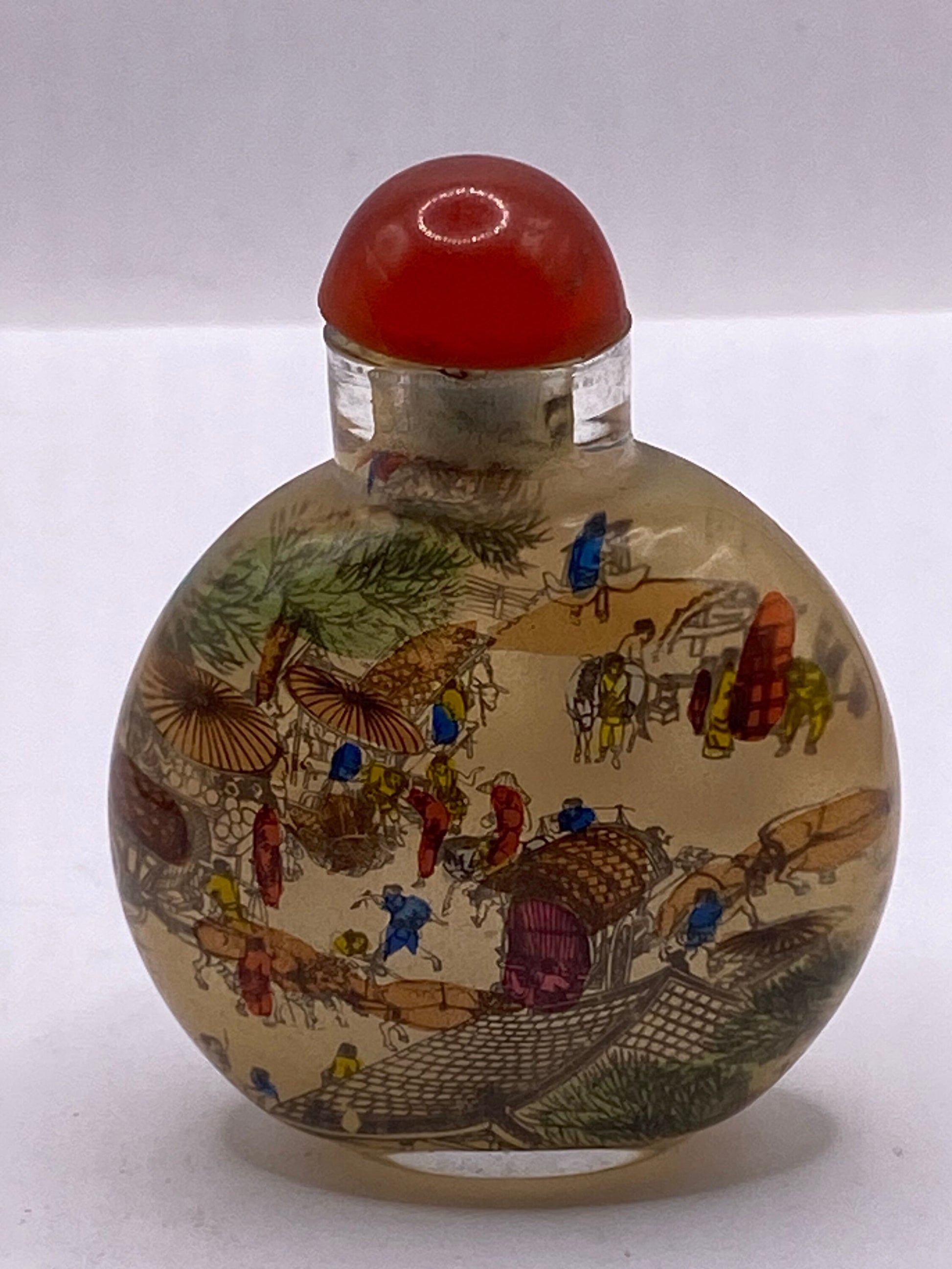 Vintage Hand Painted Glass Bottle Snuff Perfume Flask