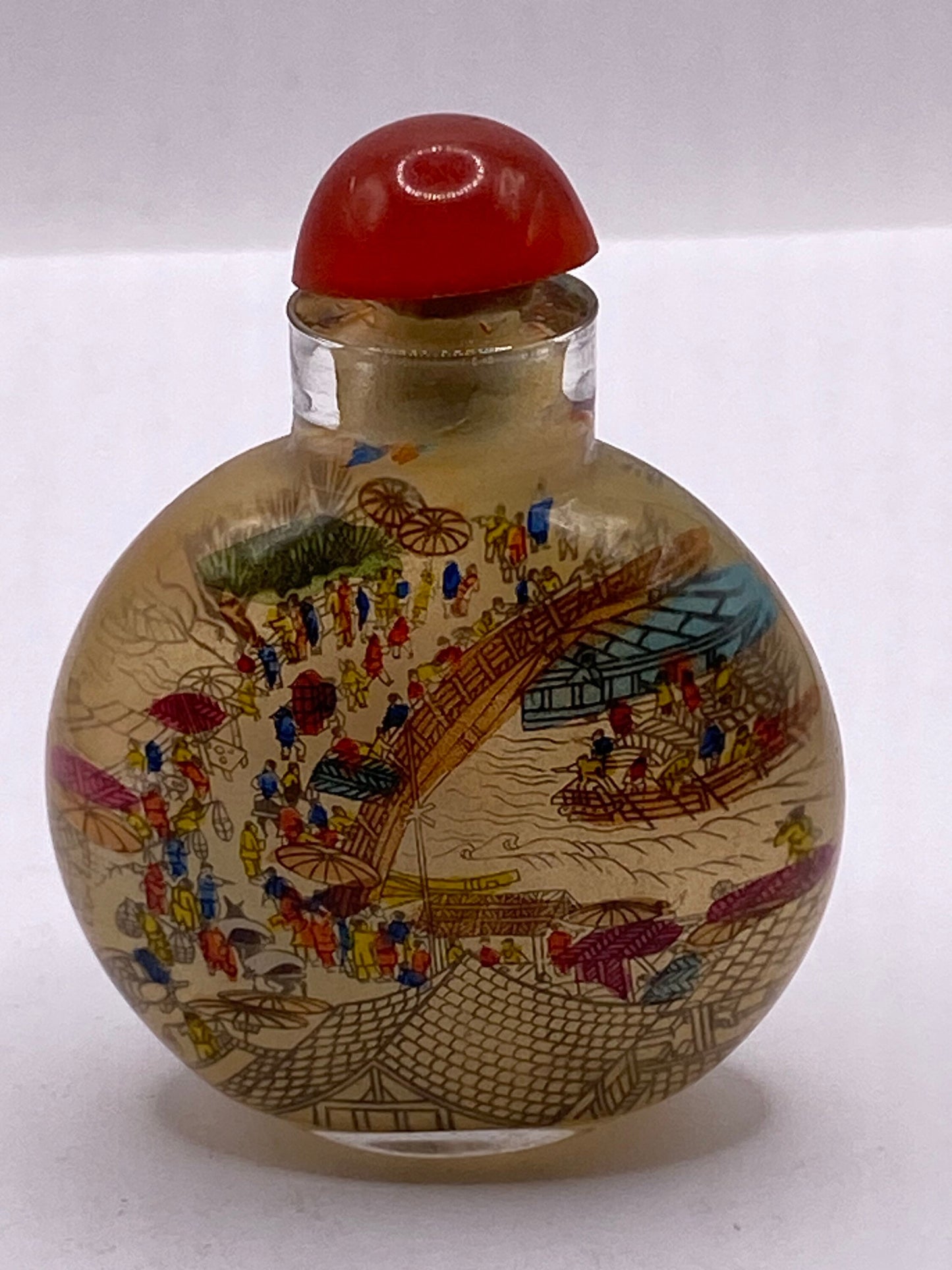 Vintage Hand Painted Glass Bottle Snuff Perfume Flask