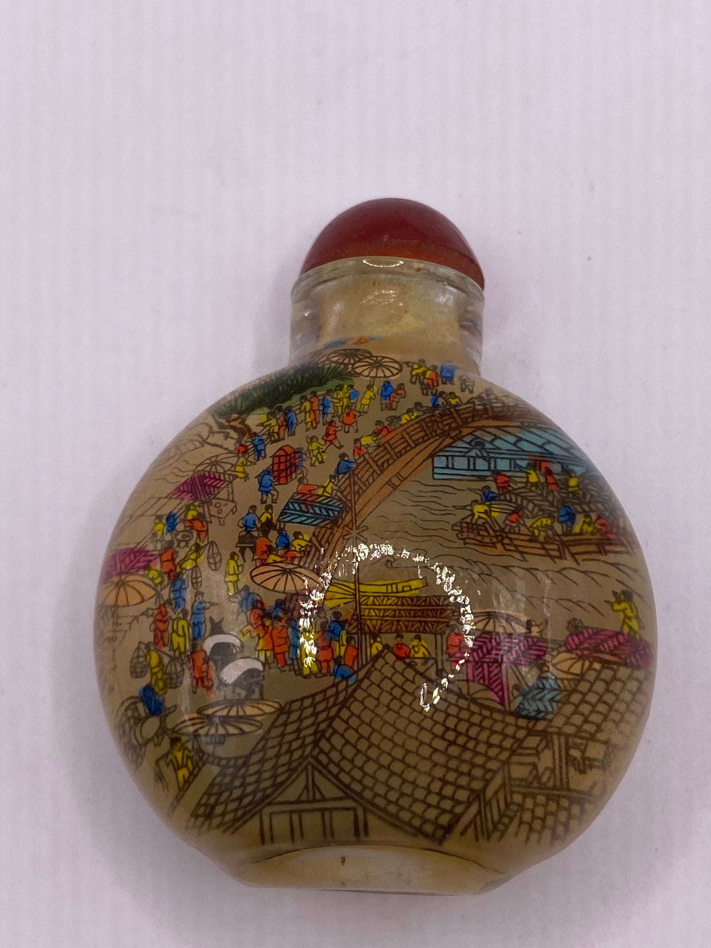 Vintage Hand Painted Glass Bottle Snuff Perfume Flask