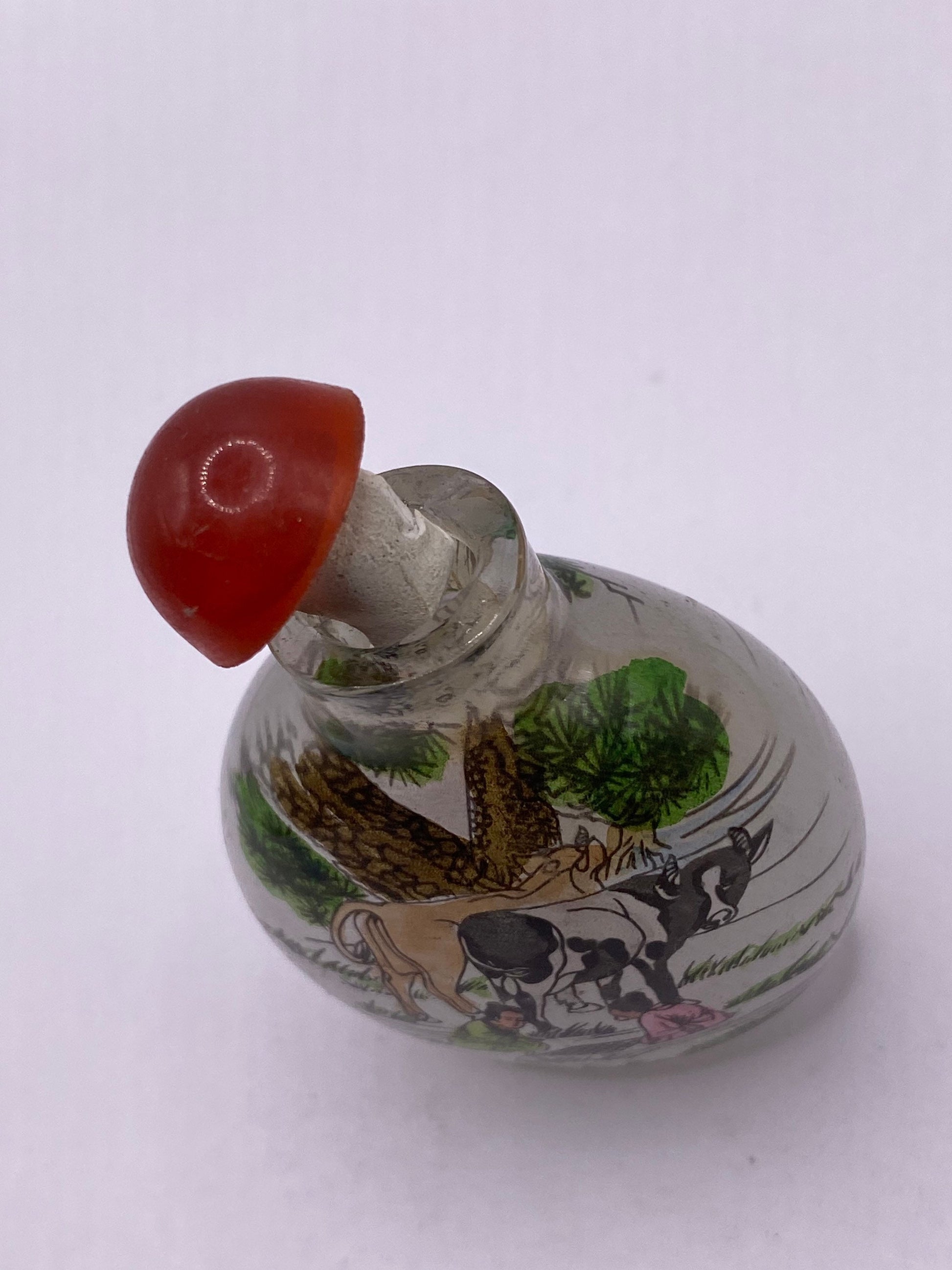 Vintage Hand Painted Glass Bottle Snuff Perfume Flask