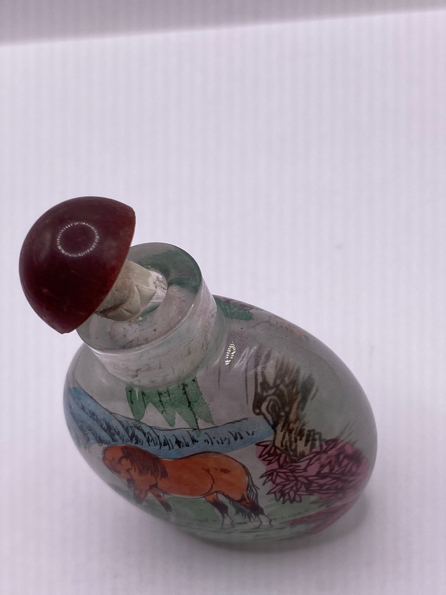 Vintage Hand Painted Glass Bottle Snuff Perfume Flask