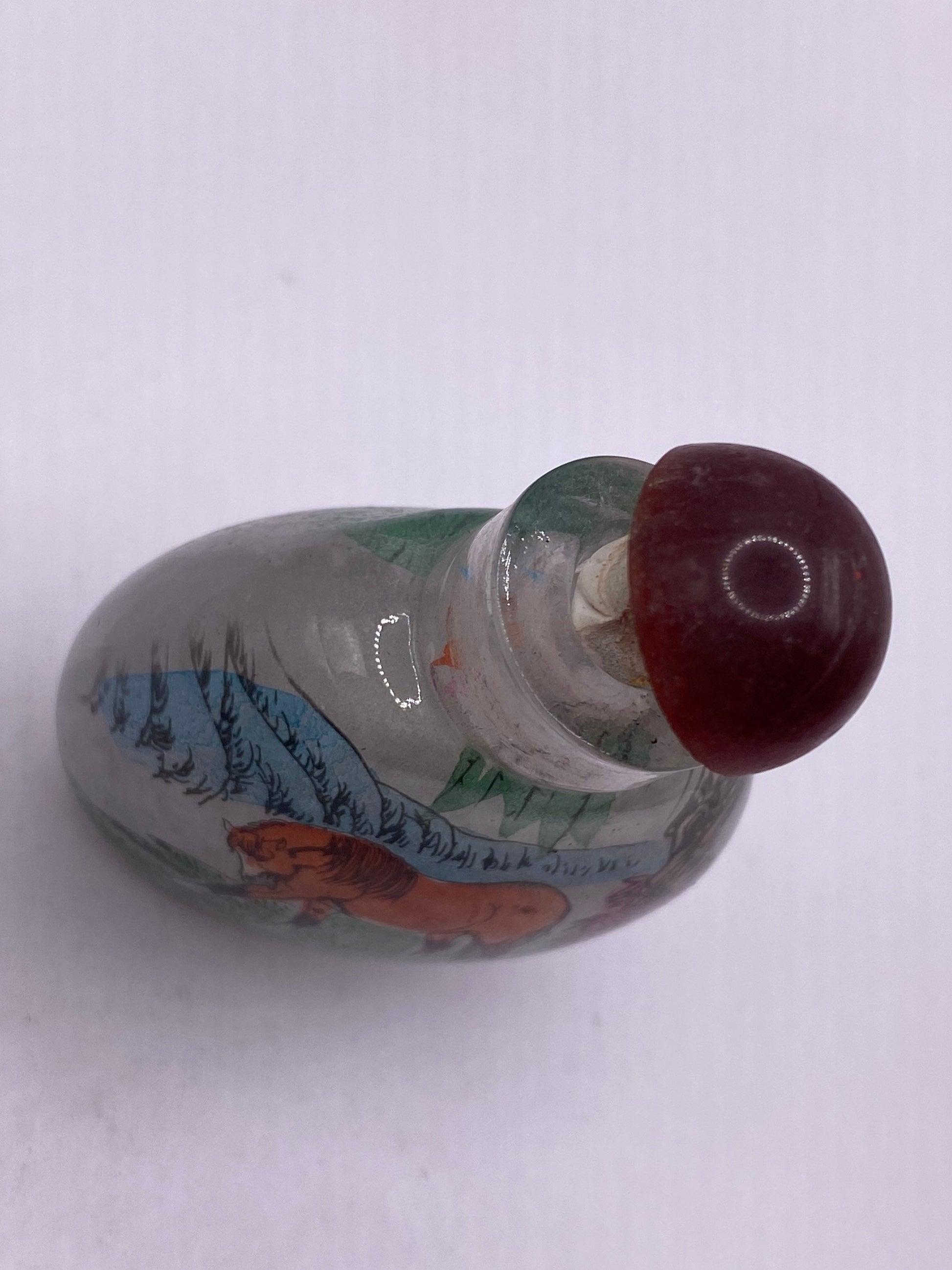 Vintage Hand Painted Glass Bottle Snuff Perfume Flask