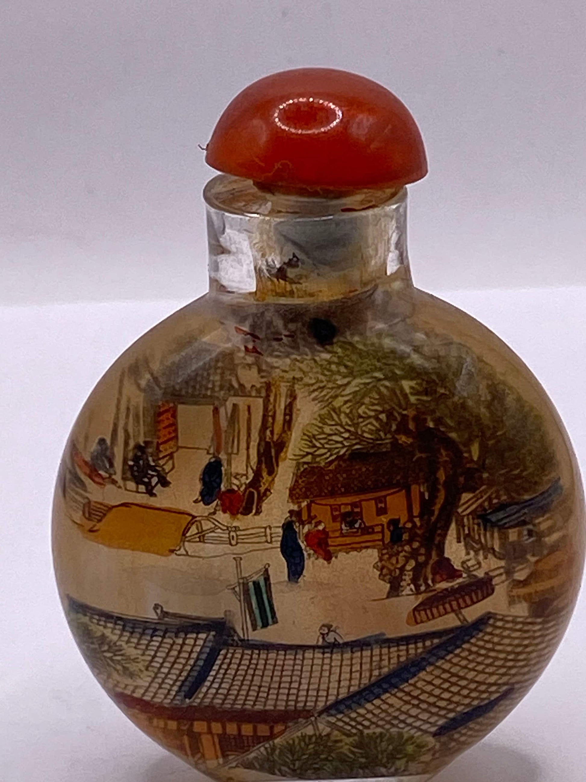 Vintage Hand Painted Glass Bottle Snuff Perfume Flask