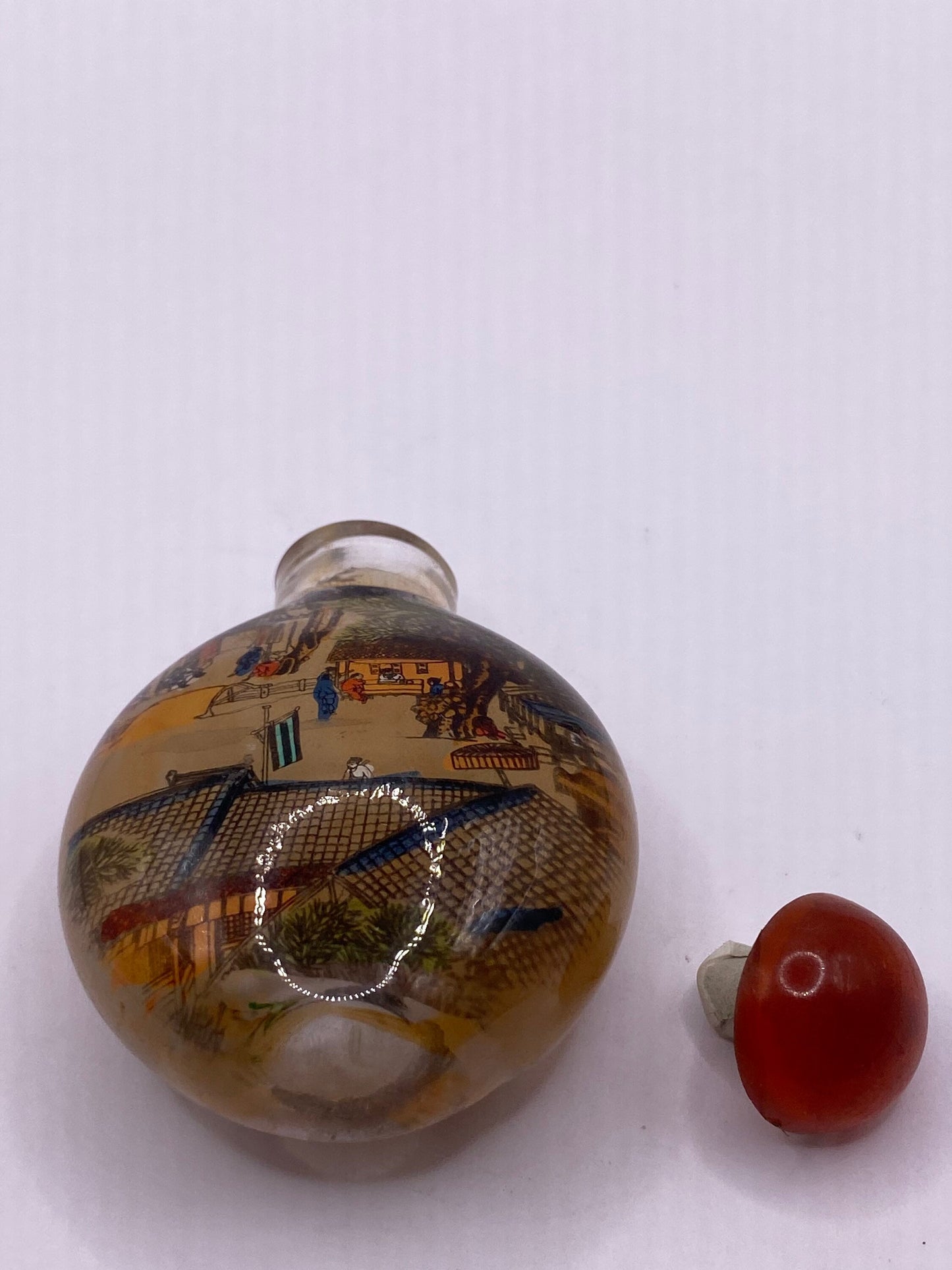 Vintage Hand Painted Glass Bottle Snuff Perfume Flask