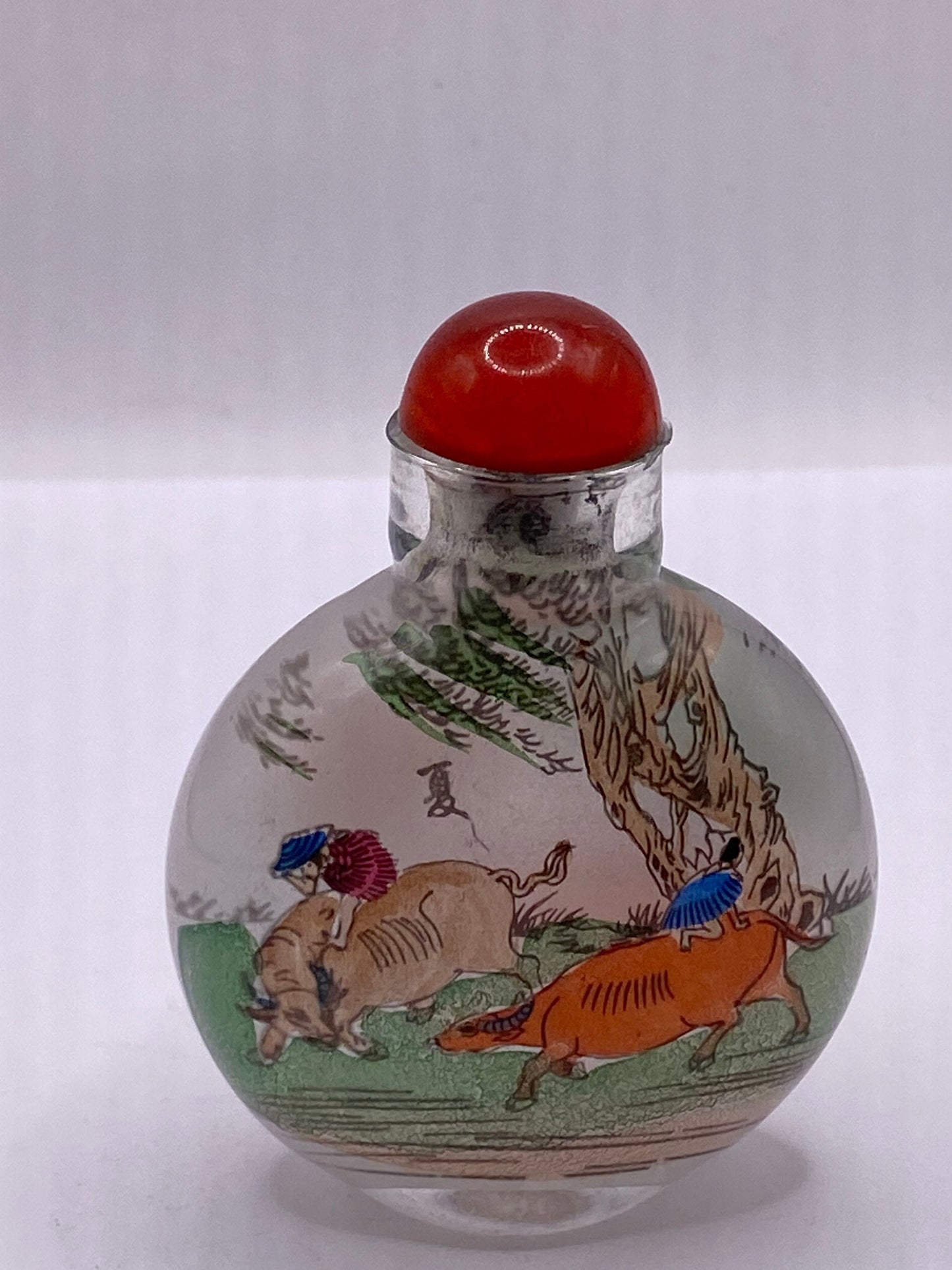 Vintage Hand Painted Glass Bottle Snuff Perfume Flask