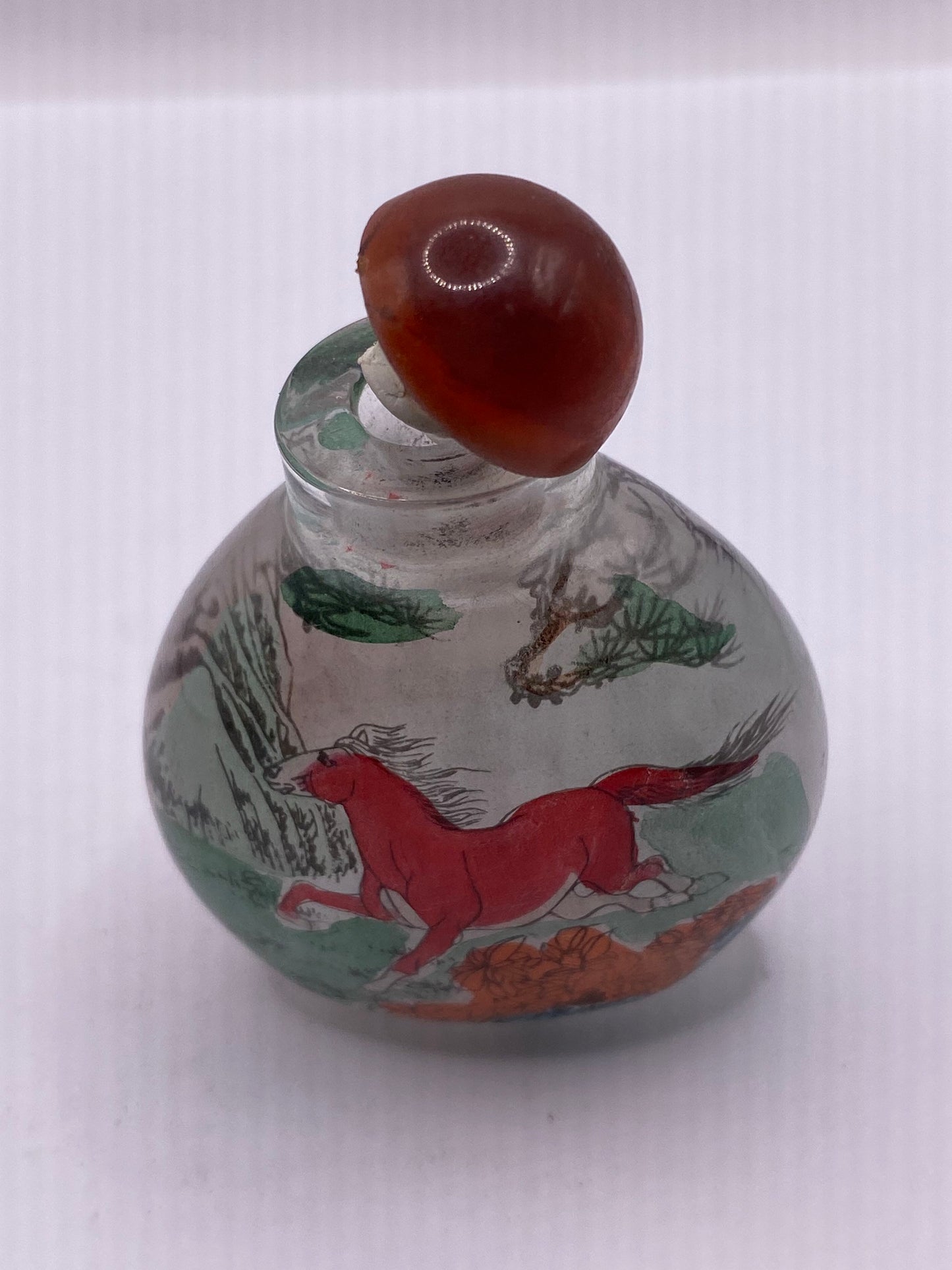 Vintage Hand Painted Glass Bottle Snuff Perfume Flask