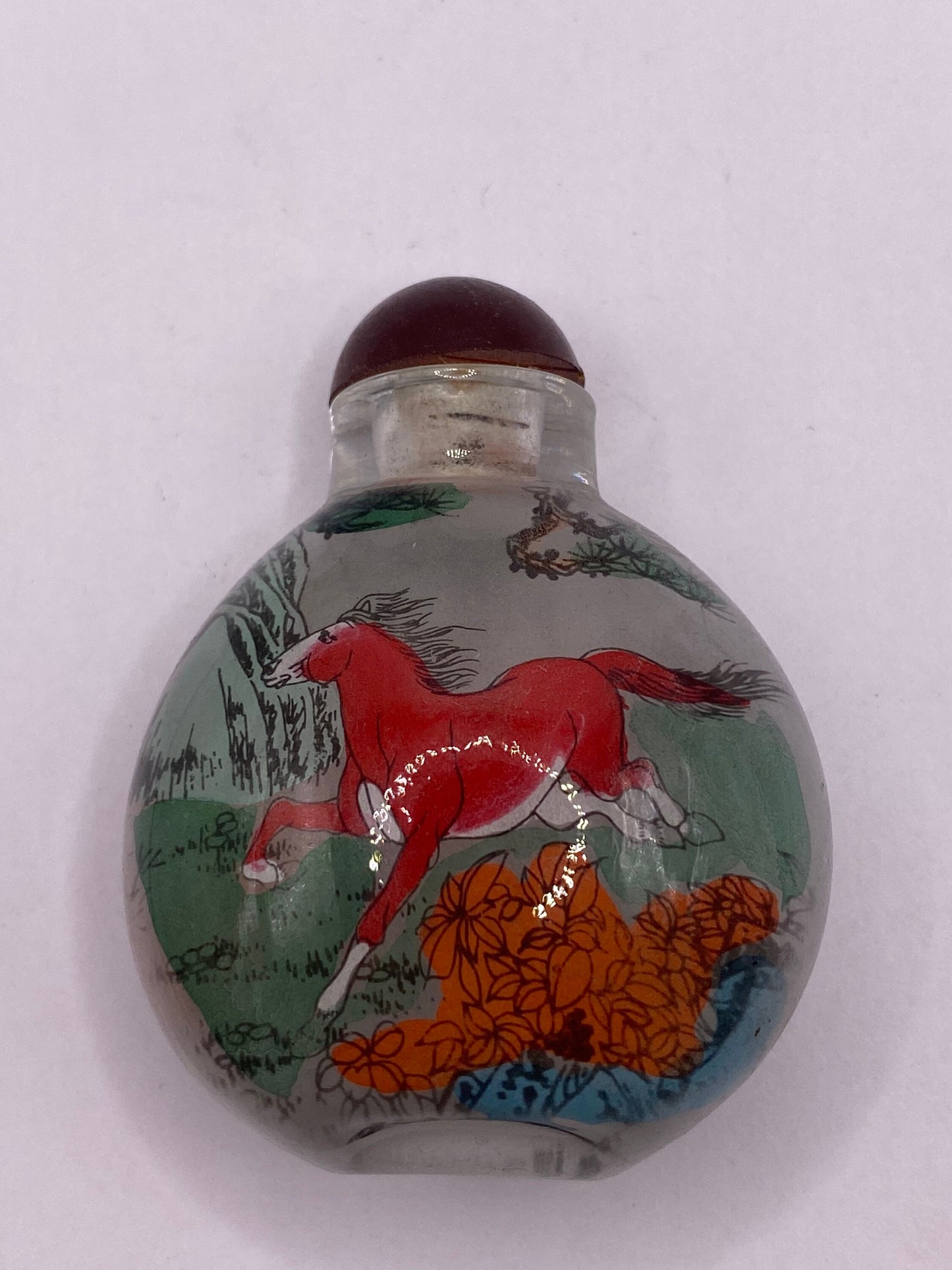 Vintage Hand Painted Glass Bottle Snuff Perfume Flask