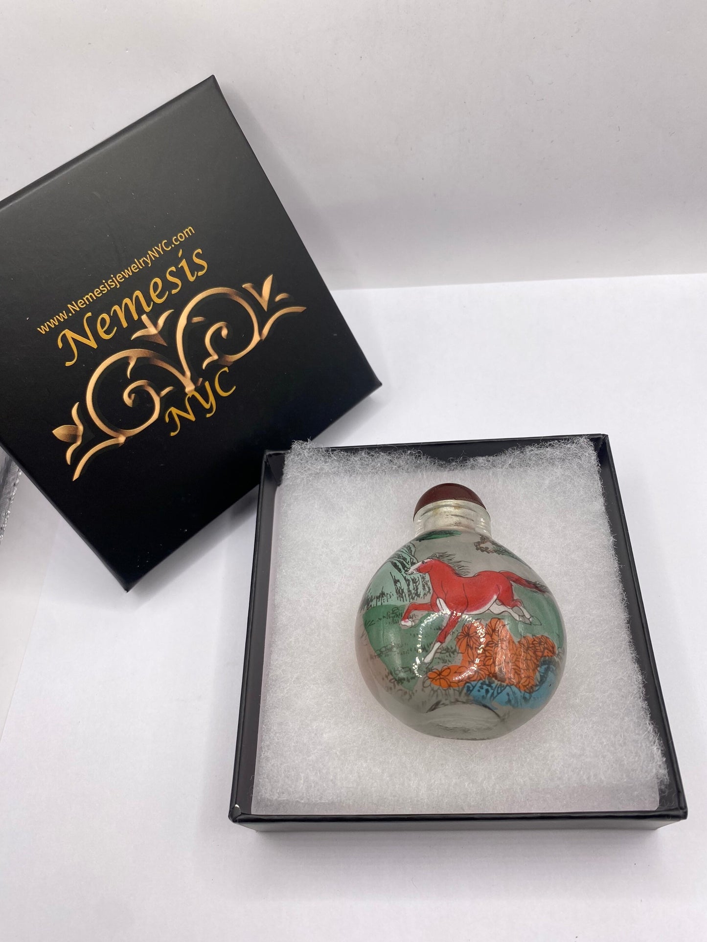 Vintage Hand Painted Glass Bottle Snuff Perfume Flask