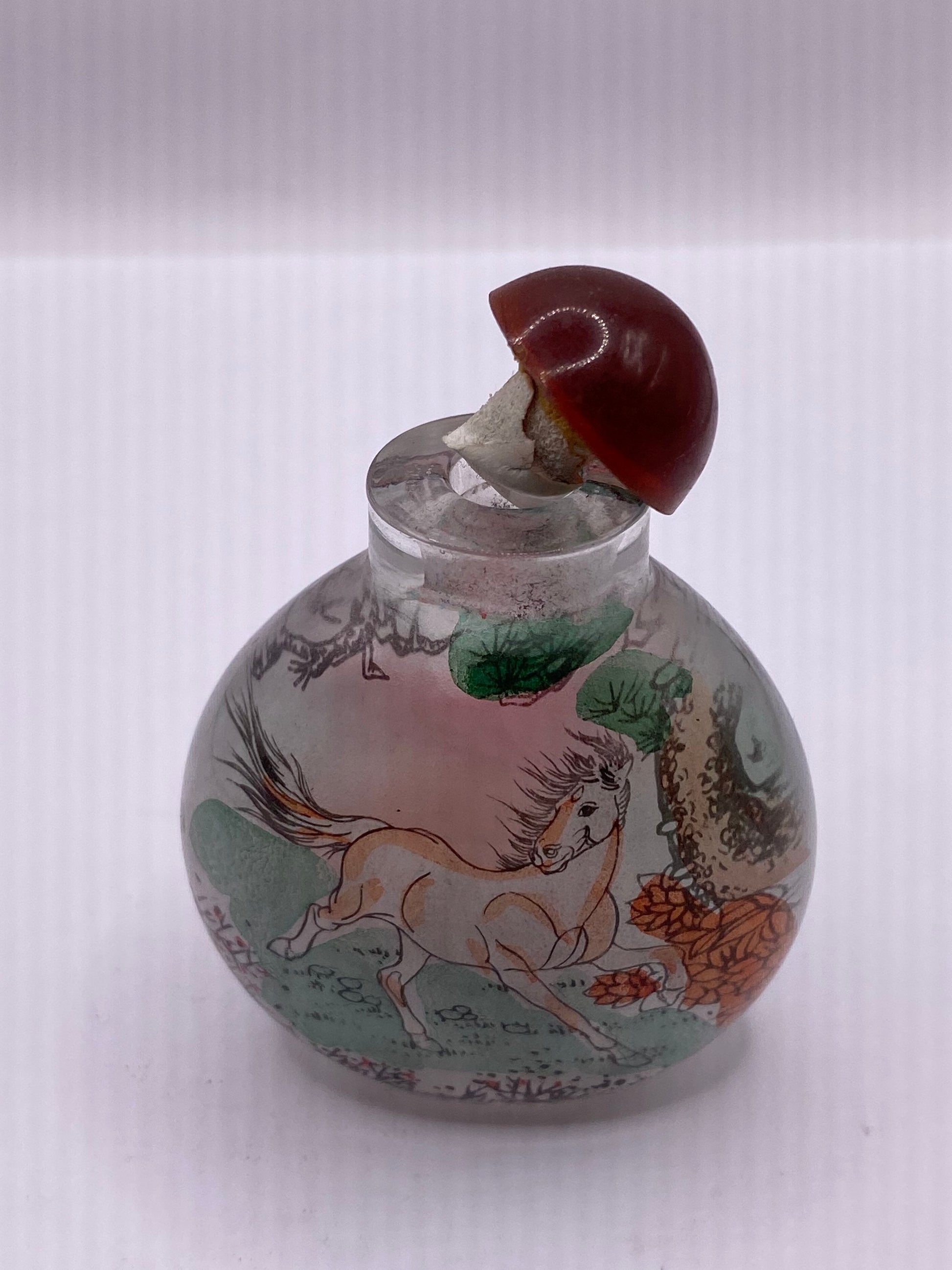 Vintage Hand Painted Glass Bottle Snuff Perfume Flask