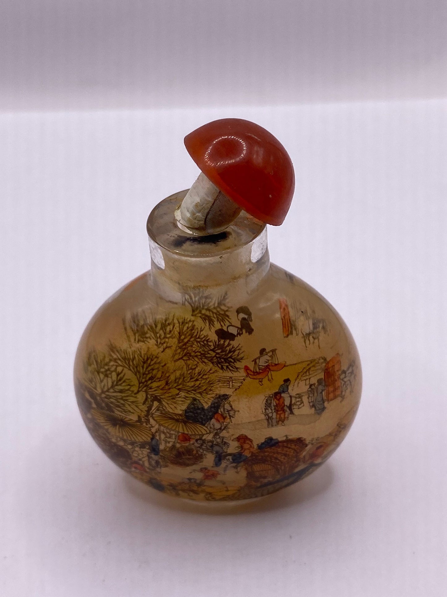 Vintage Hand Painted Glass Bottle Snuff Perfume Flask