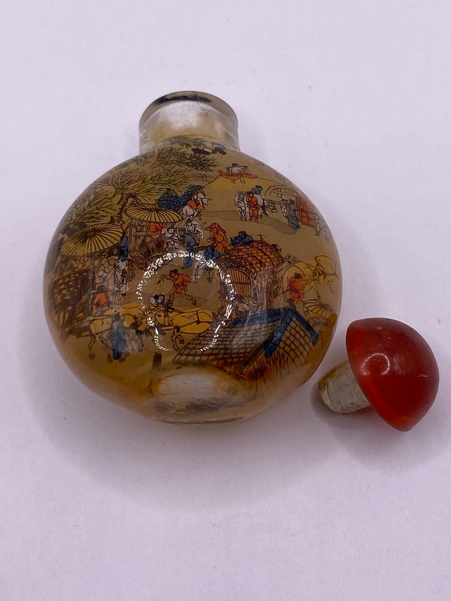 Vintage Hand Painted Glass Bottle Snuff Perfume Flask