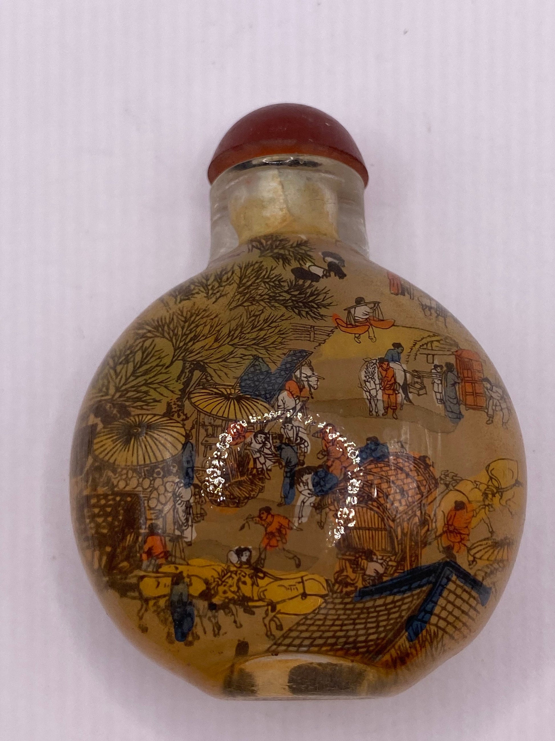 Vintage Hand Painted Glass Bottle Snuff Perfume Flask