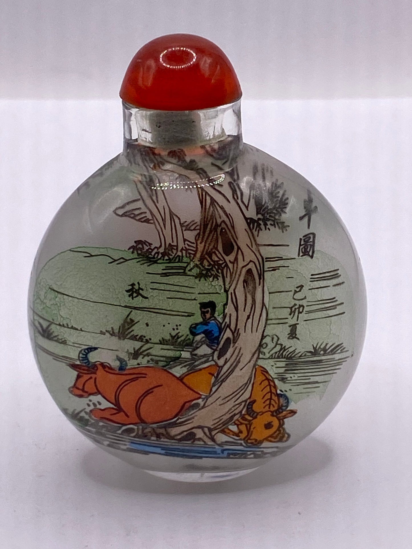 Vintage Hand Painted Glass Bottle Snuff Perfume Flask