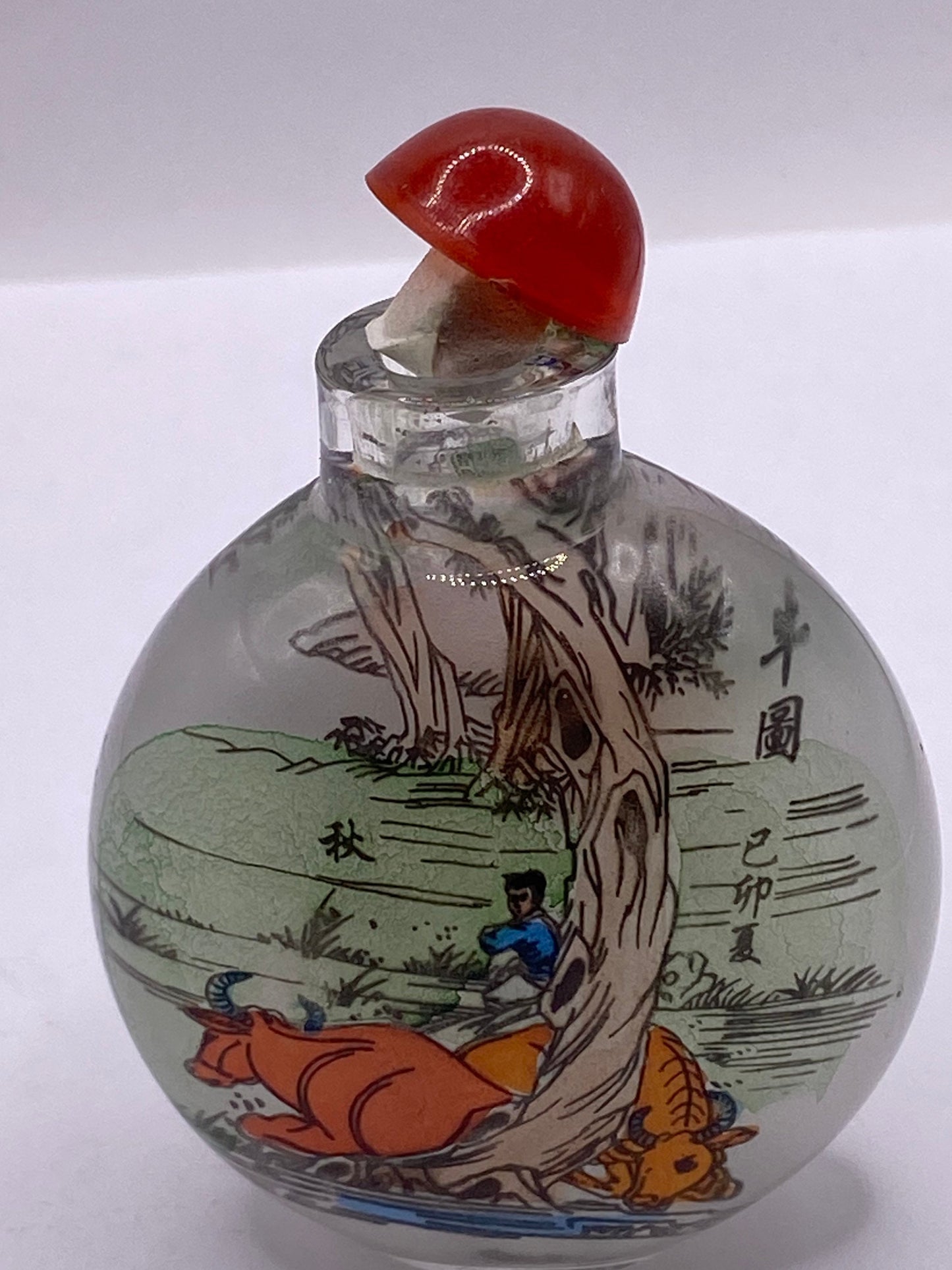 Vintage Hand Painted Glass Bottle Snuff Perfume Flask