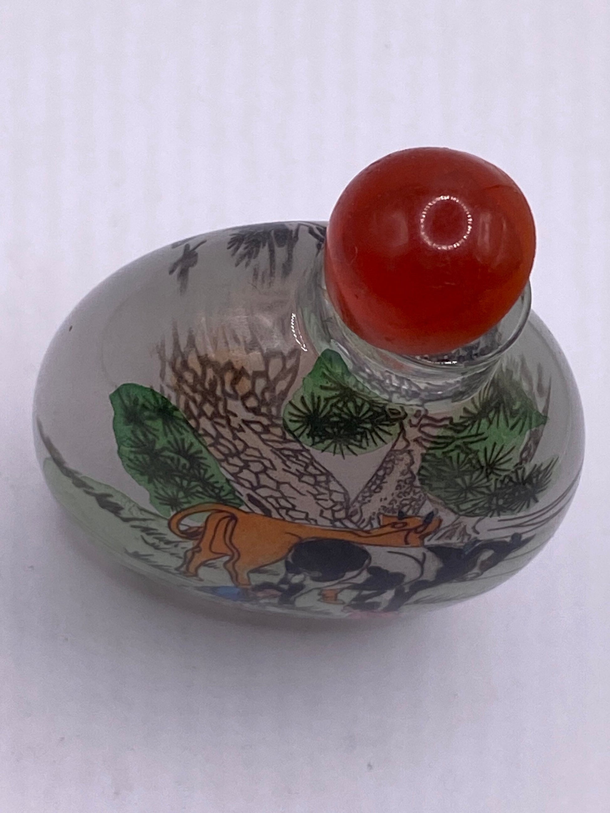 Vintage Hand Painted Glass Bottle Snuff Perfume Flask