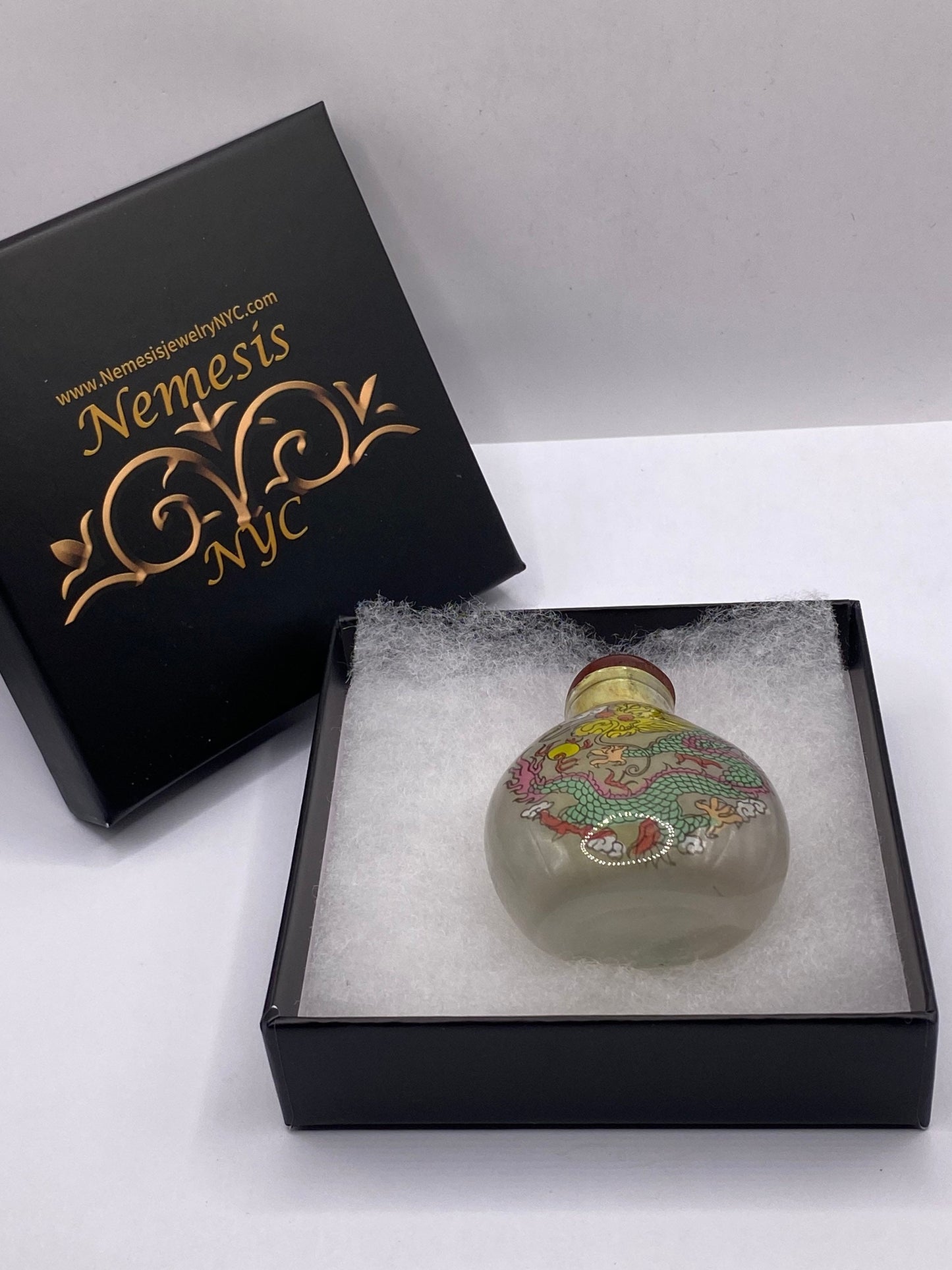 Vintage Hand Painted Glass Bottle Snuff Perfume Flask