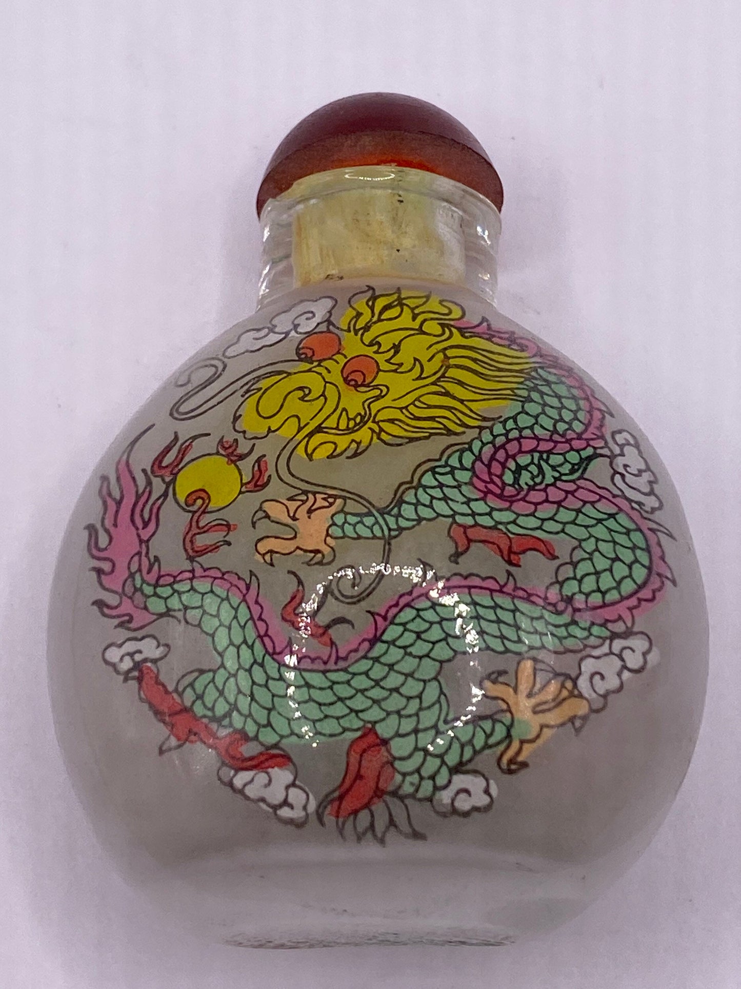 Vintage Hand Painted Glass Bottle Snuff Perfume Flask