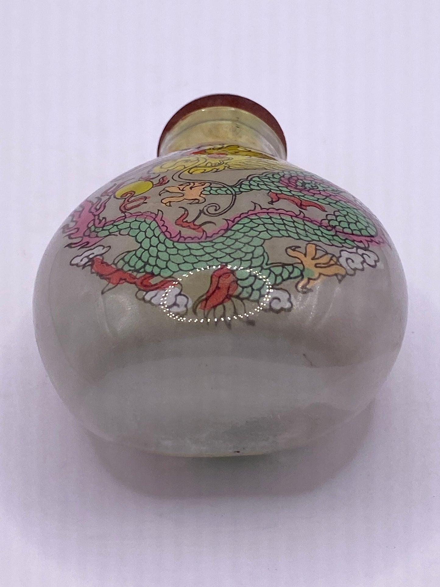 Vintage Hand Painted Glass Bottle Snuff Perfume Flask