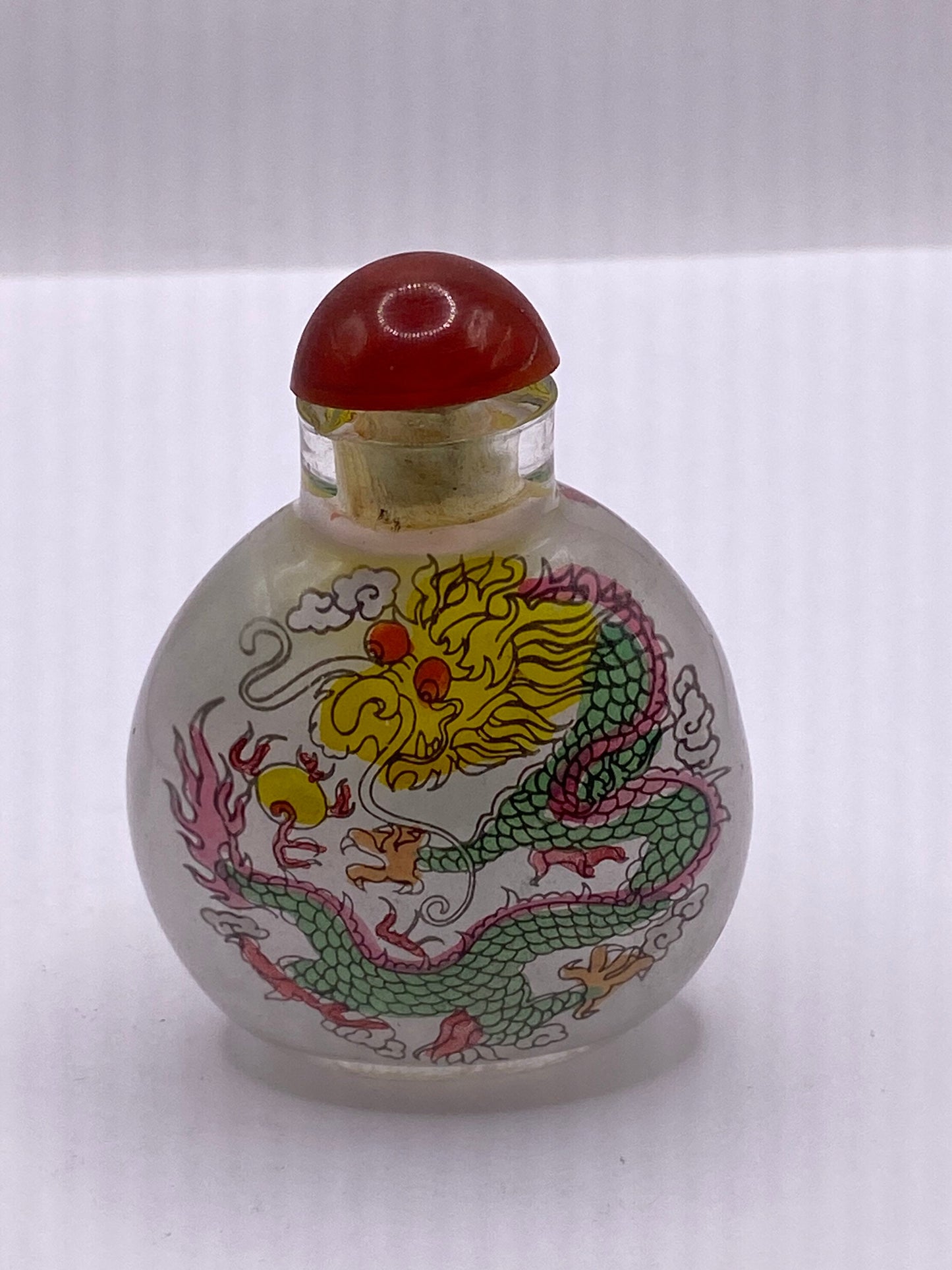 Vintage Hand Painted Glass Bottle Snuff Perfume Flask