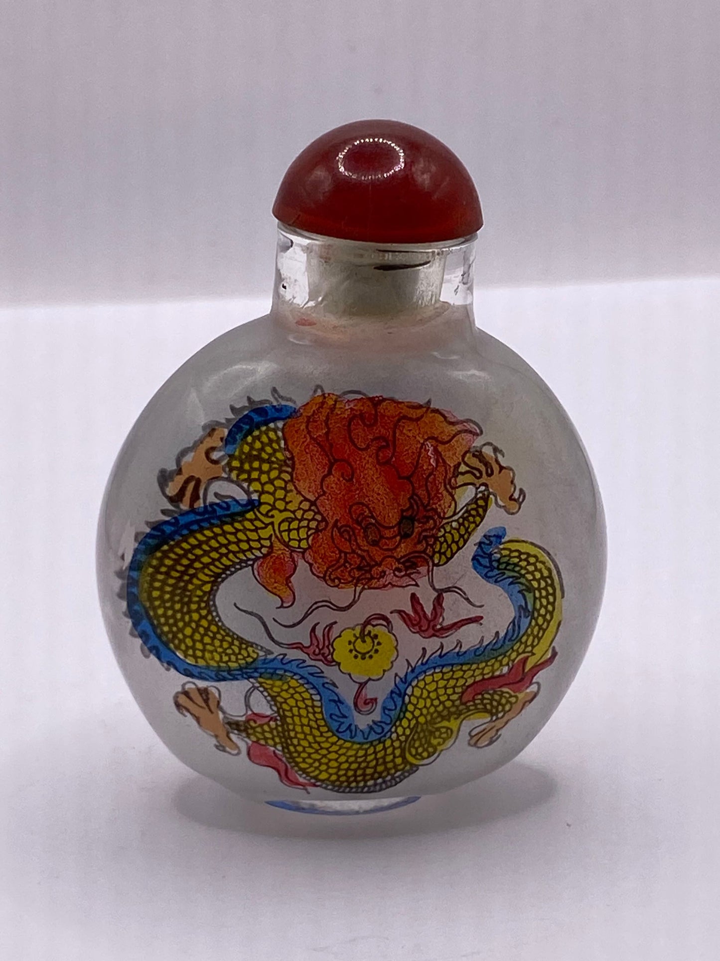 Vintage Hand Painted Glass Bottle Snuff Perfume Flask