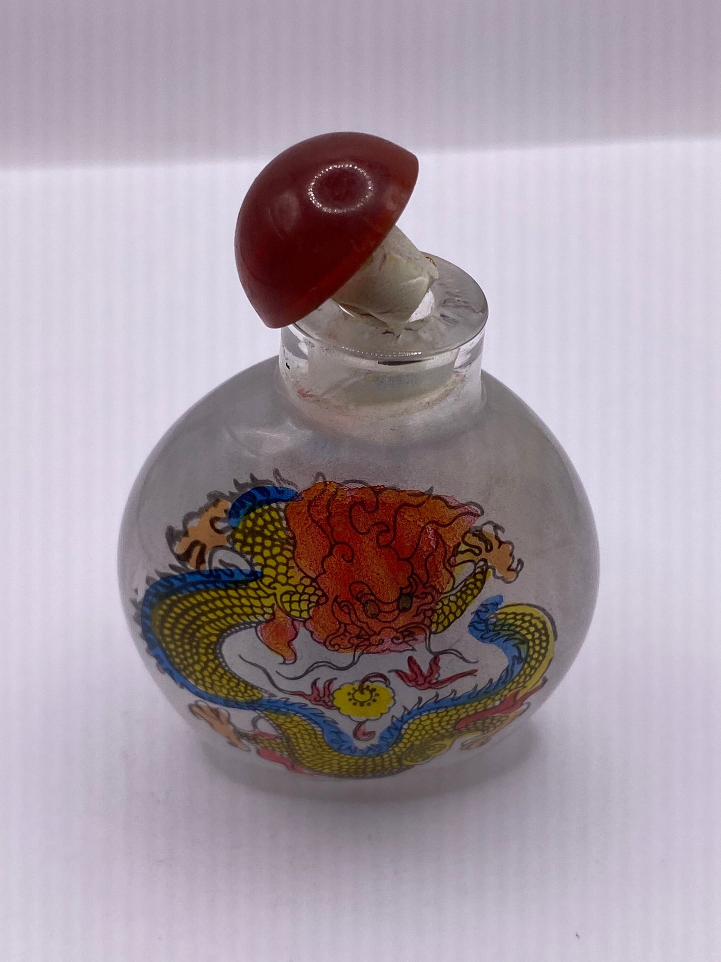 Vintage Hand Painted Glass Bottle Snuff Perfume Flask